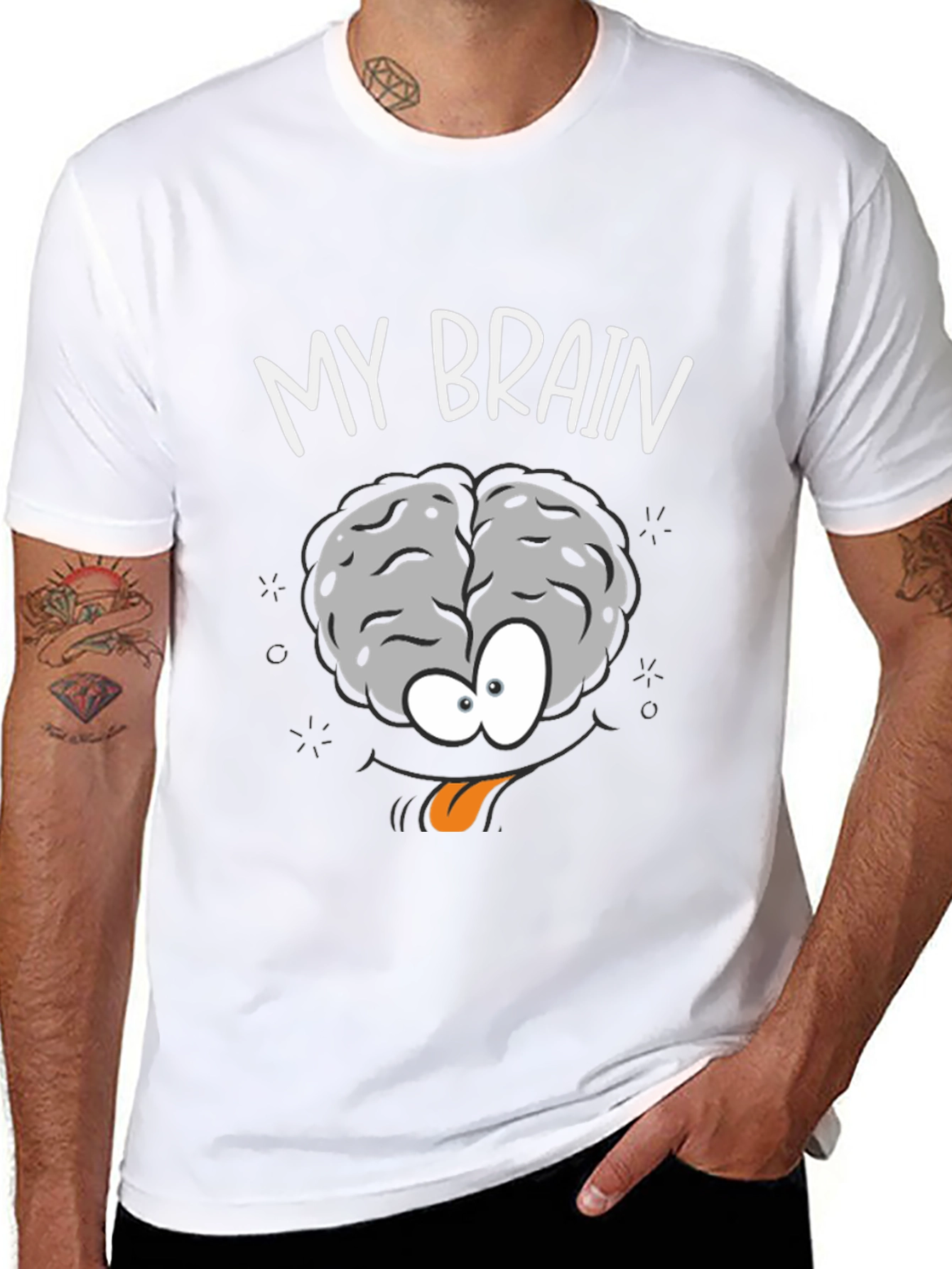 Funny My Brain Cartoon Black T-Shirt