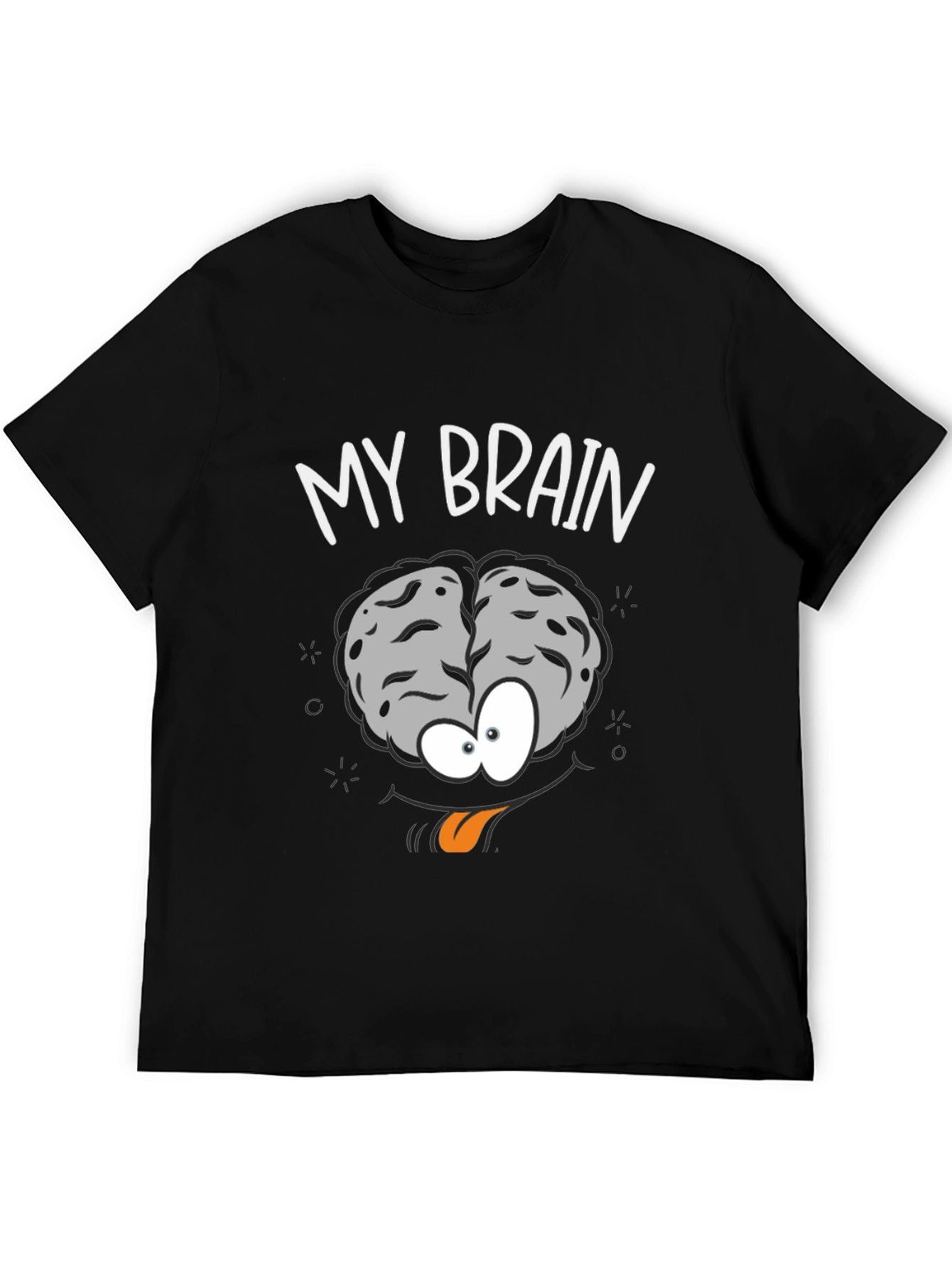 Funny My Brain Cartoon Black T-Shirt
