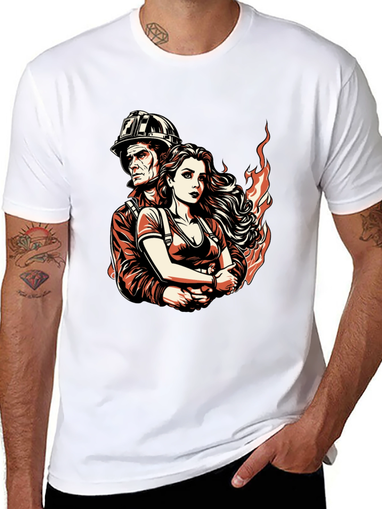 Firefighter Couple Graphic Tee