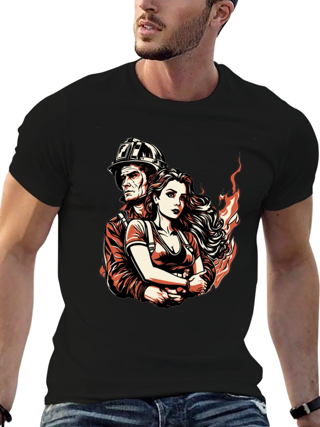 Firefighter Couple Graphic Tee