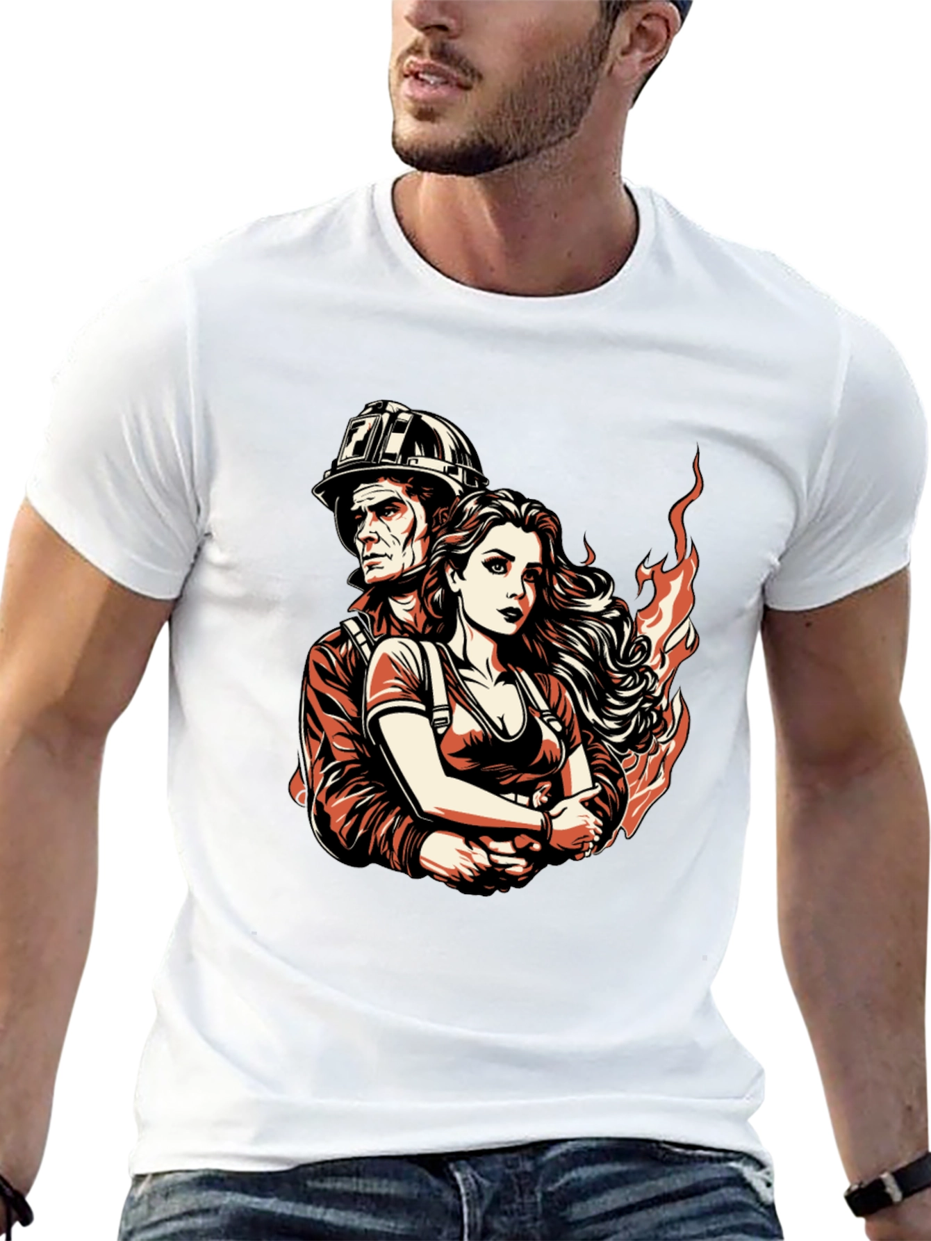 Firefighter Couple Graphic Tee