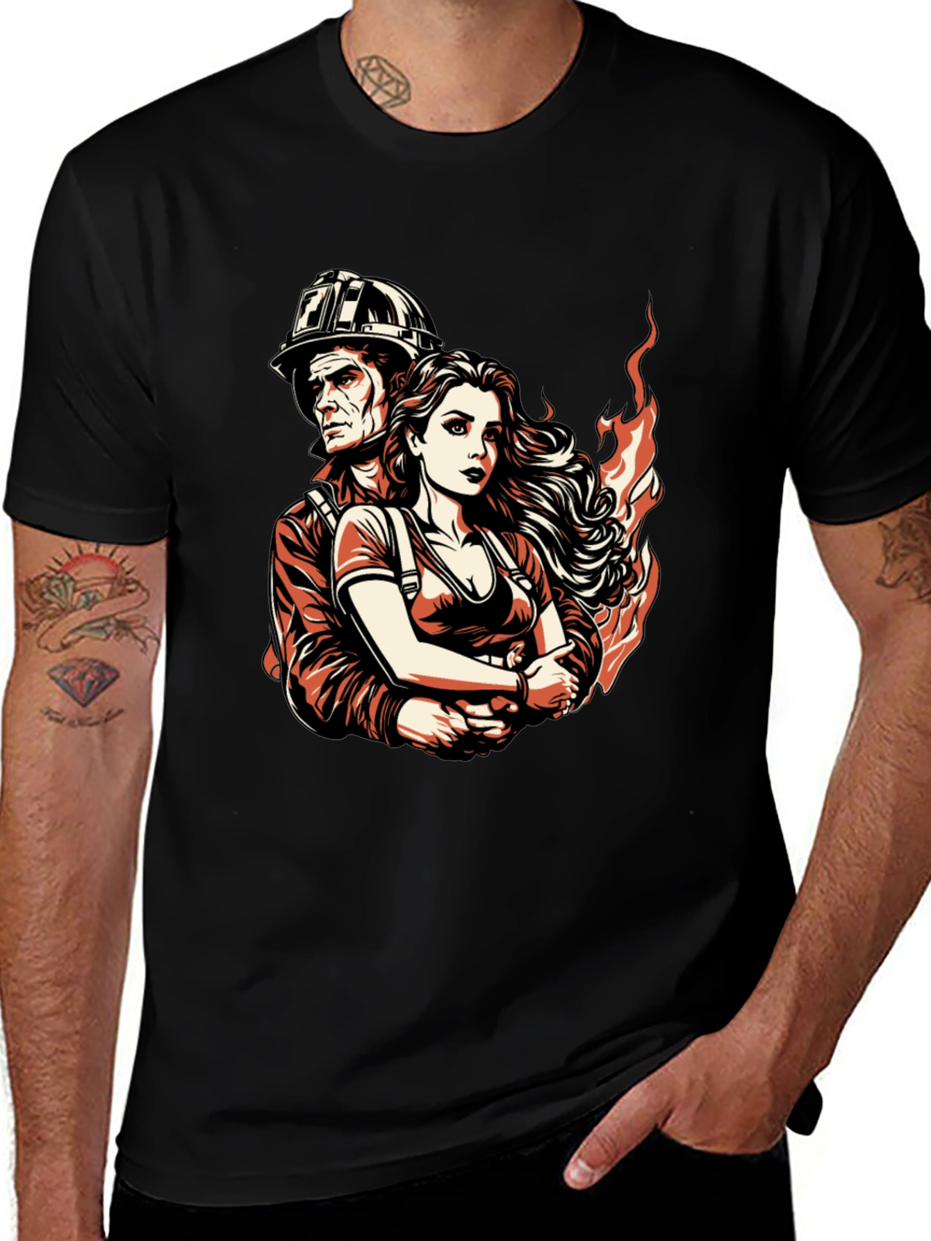 Firefighter Couple Graphic Tee