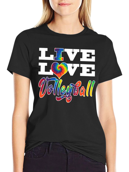 Live Love Volleyball Graphic Tee - Tie Dye Heart