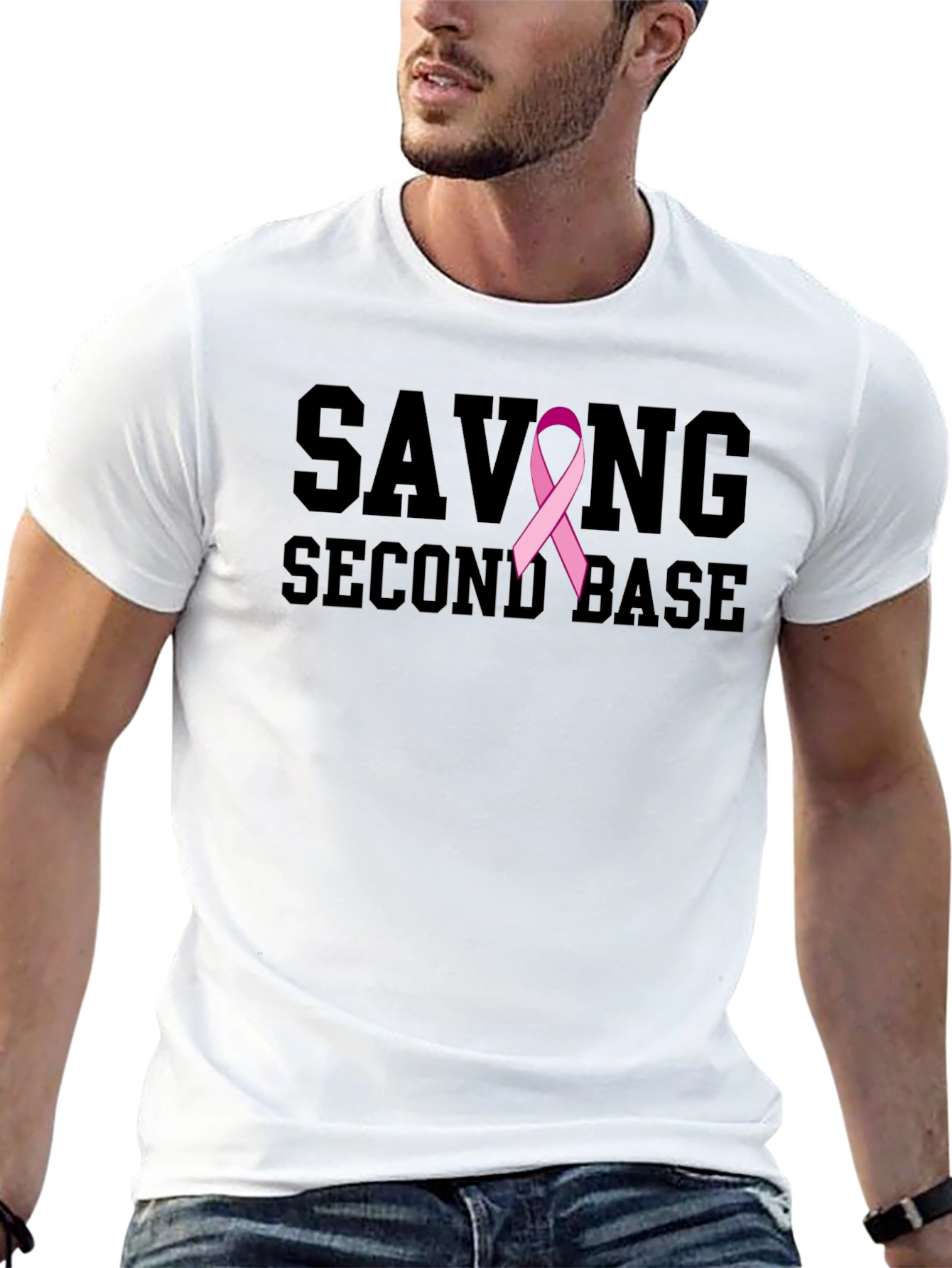 Saving Second Base T-Shirt - Breast Cancer Awareness