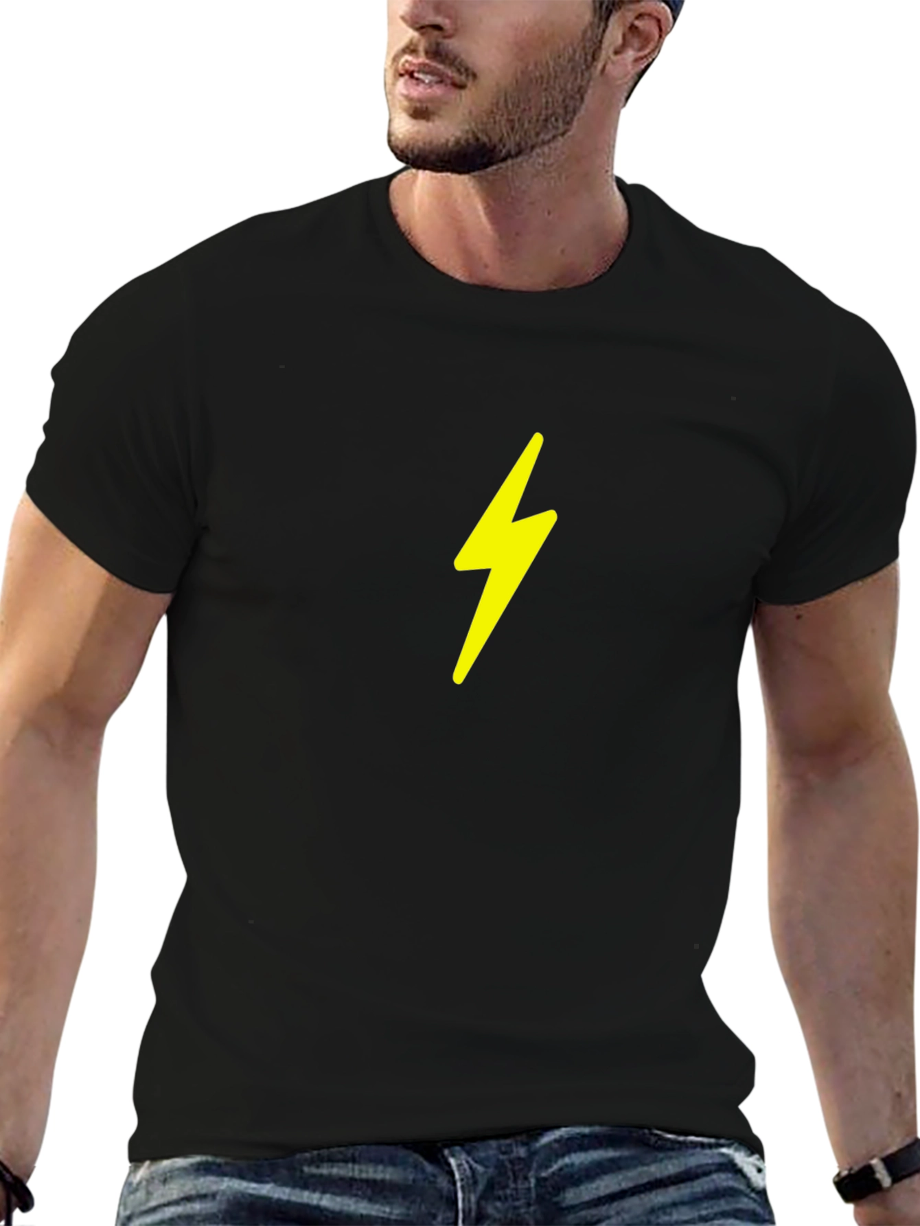 Black Tee with Lightning Bolt Graphic