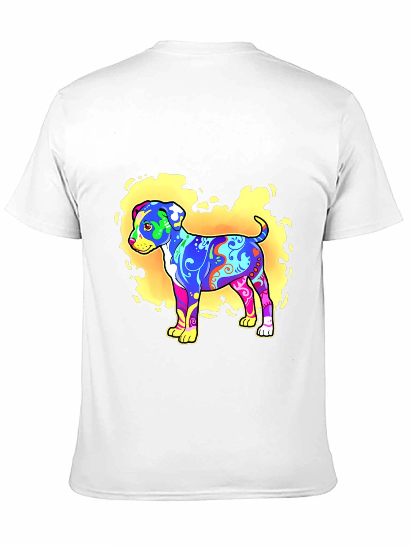 Psychedelic Dog Graphic T-Shirt - Black