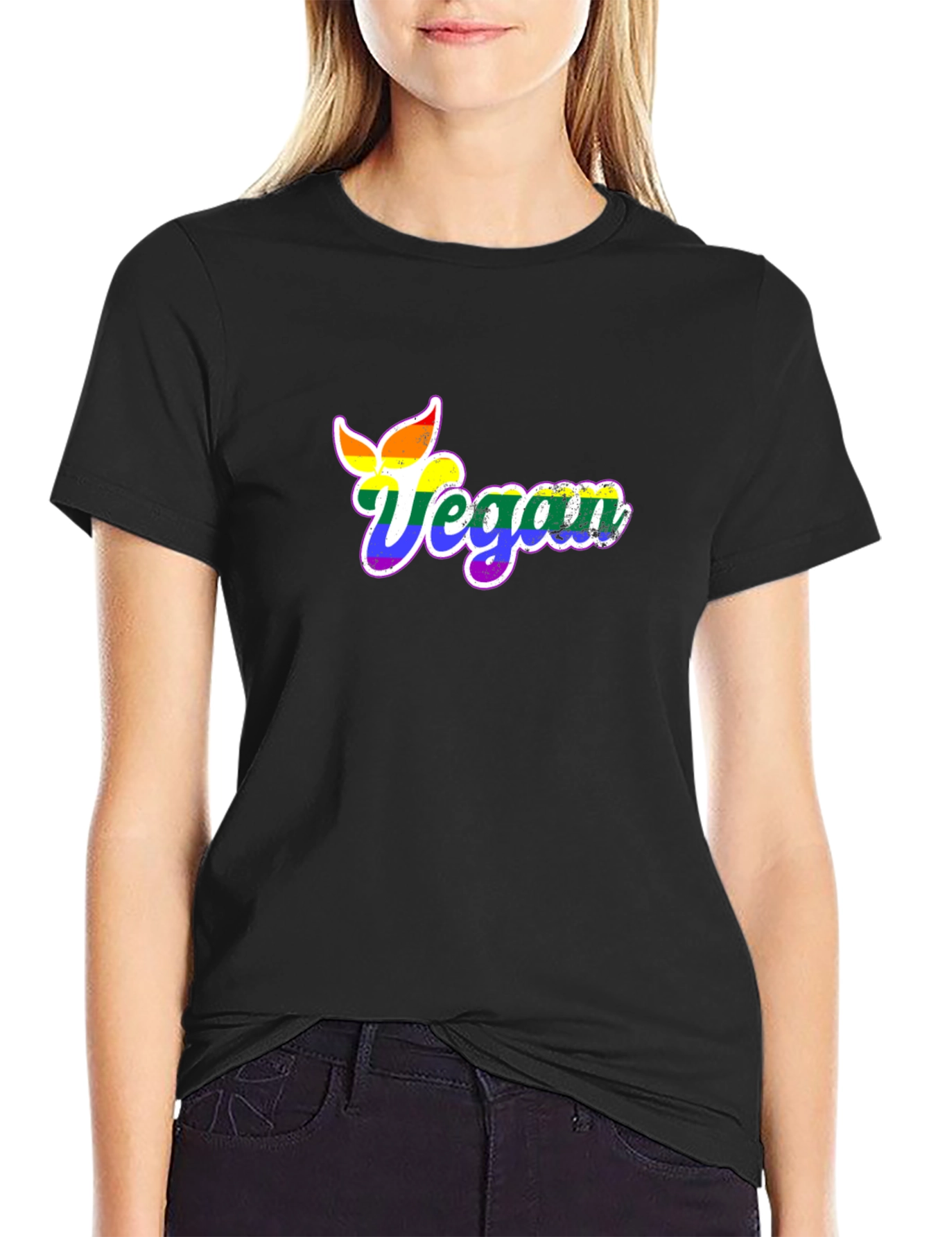 Rainbow Vegan T-Shirt - Black