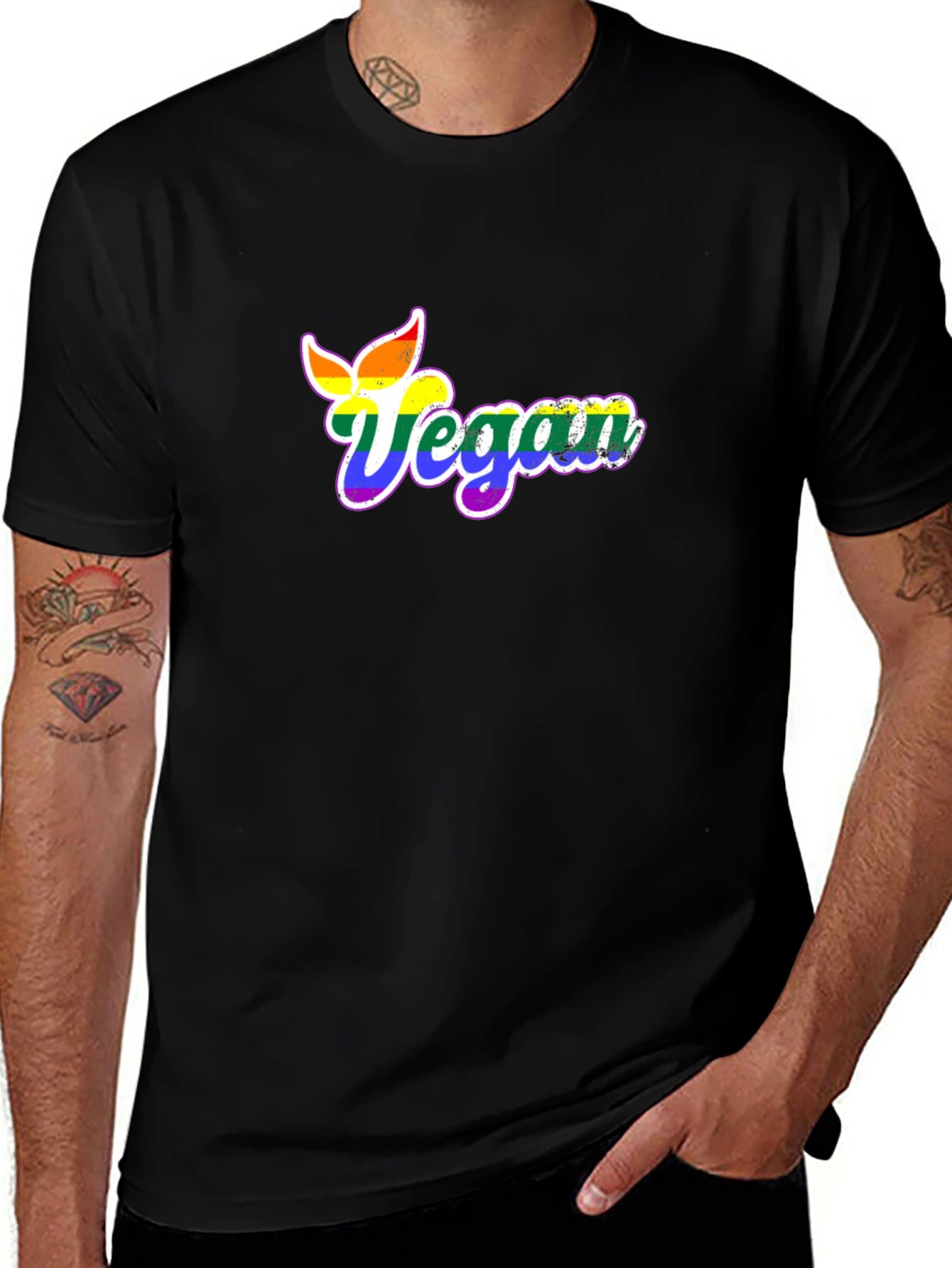 Rainbow Vegan T-Shirt - Black