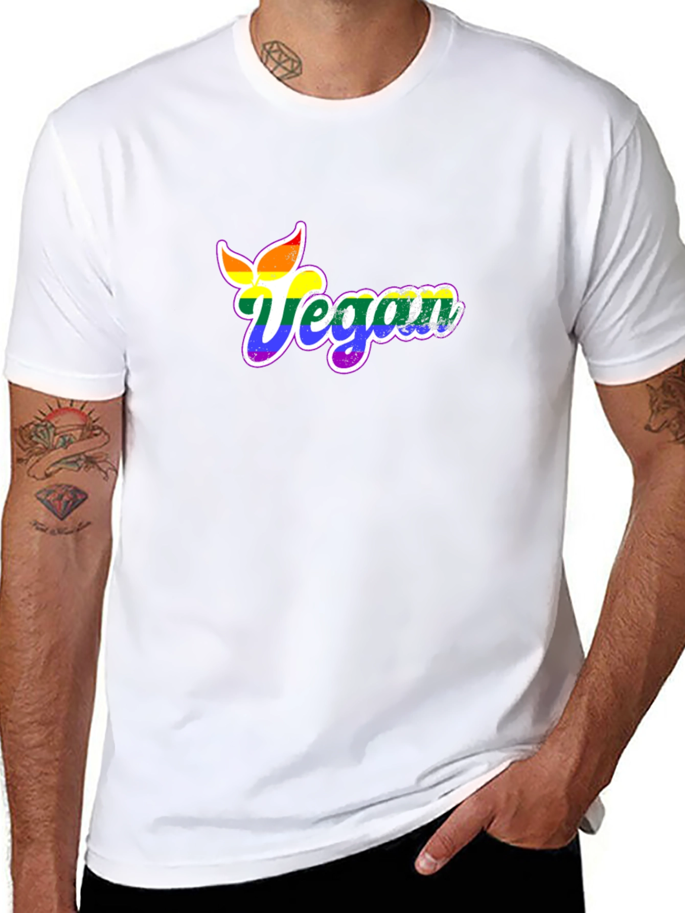 Rainbow Vegan T-Shirt - Black