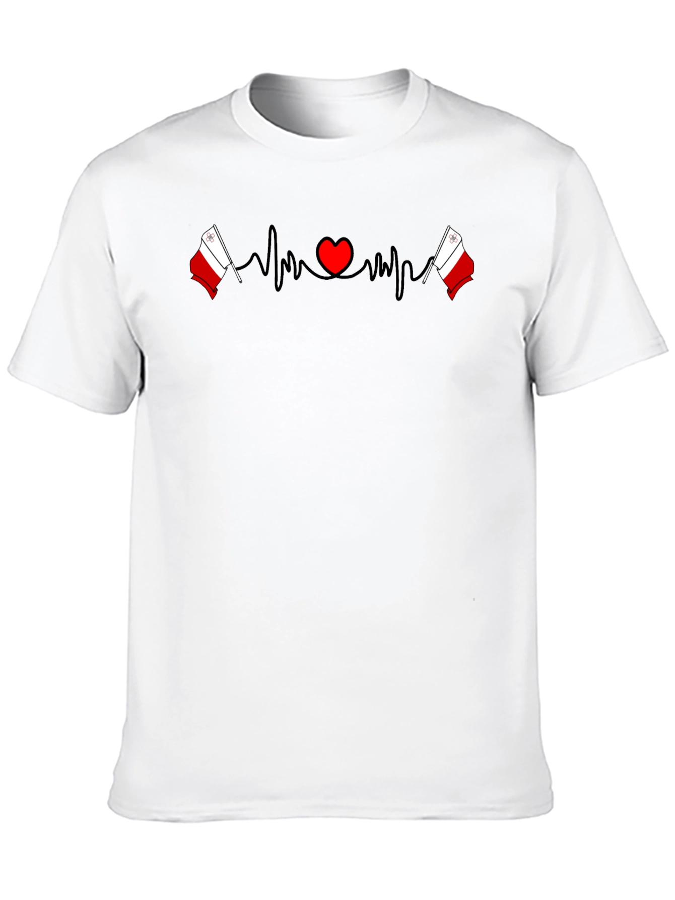 Malta Flag Heartbeat T-Shirt - Country Pride