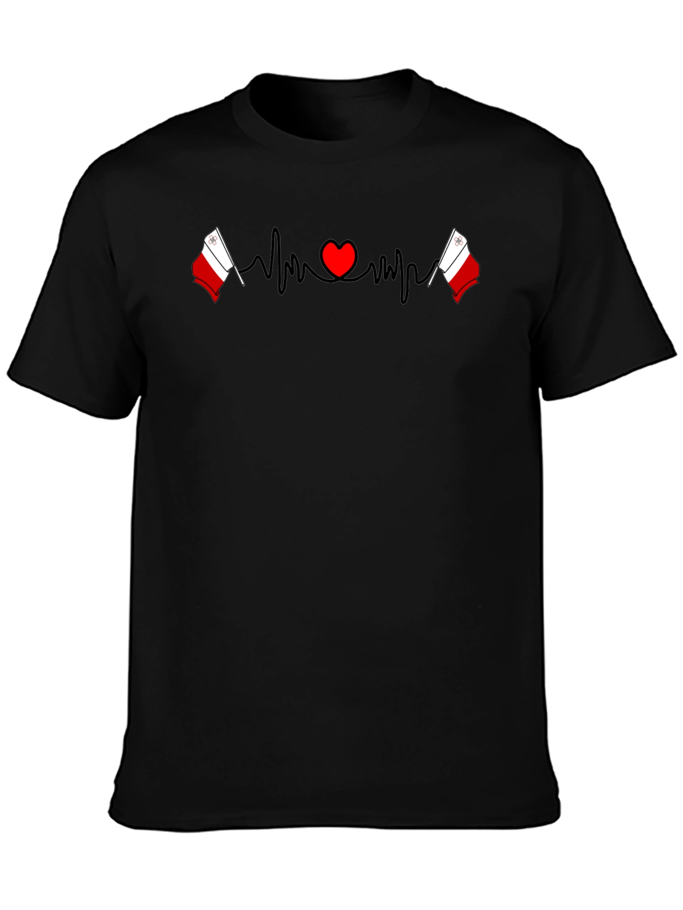 Malta Flag Heartbeat T-Shirt - Country Pride