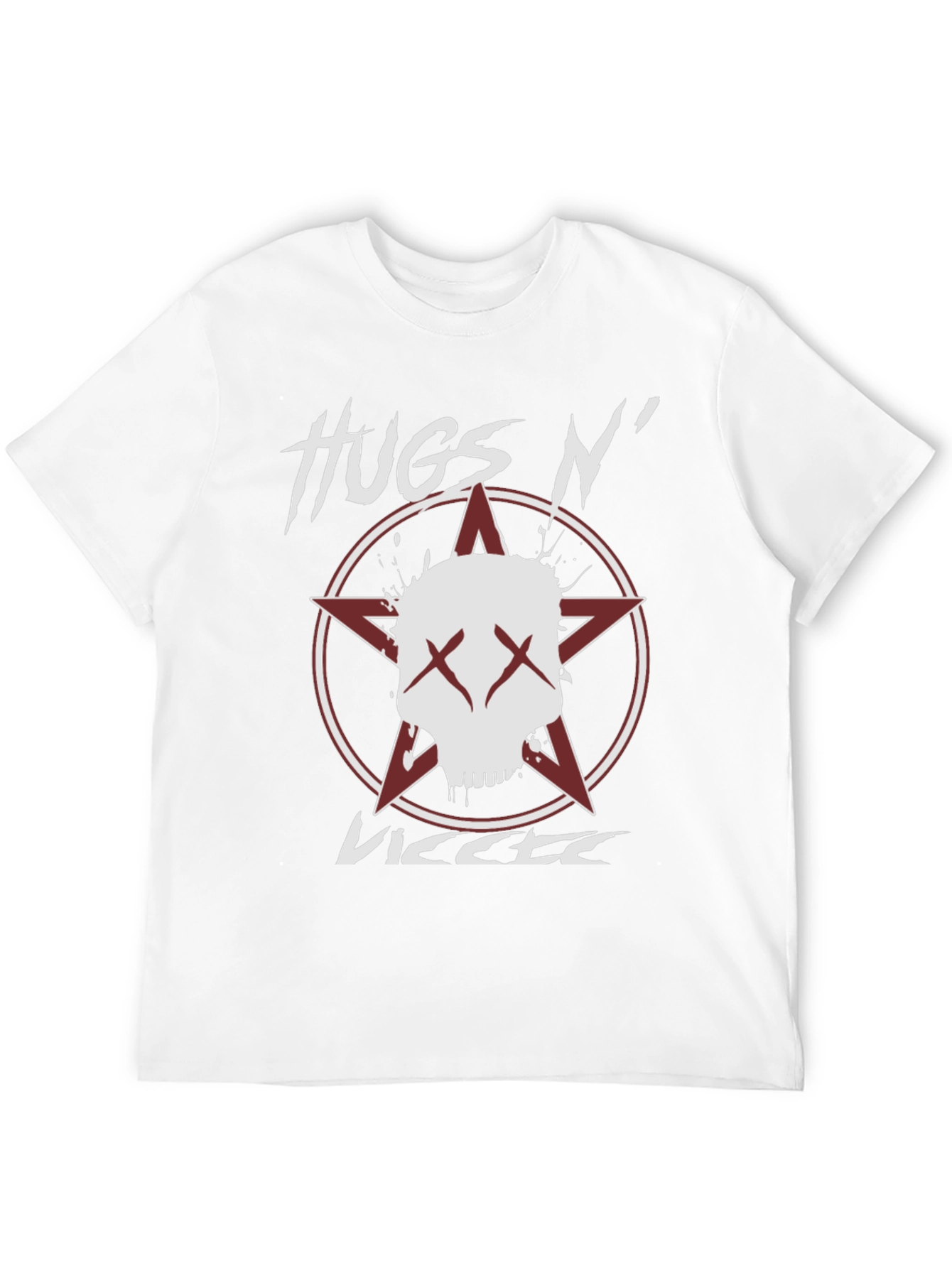Hugs N VICCTE Black Graphic T-Shirt with Skull Design