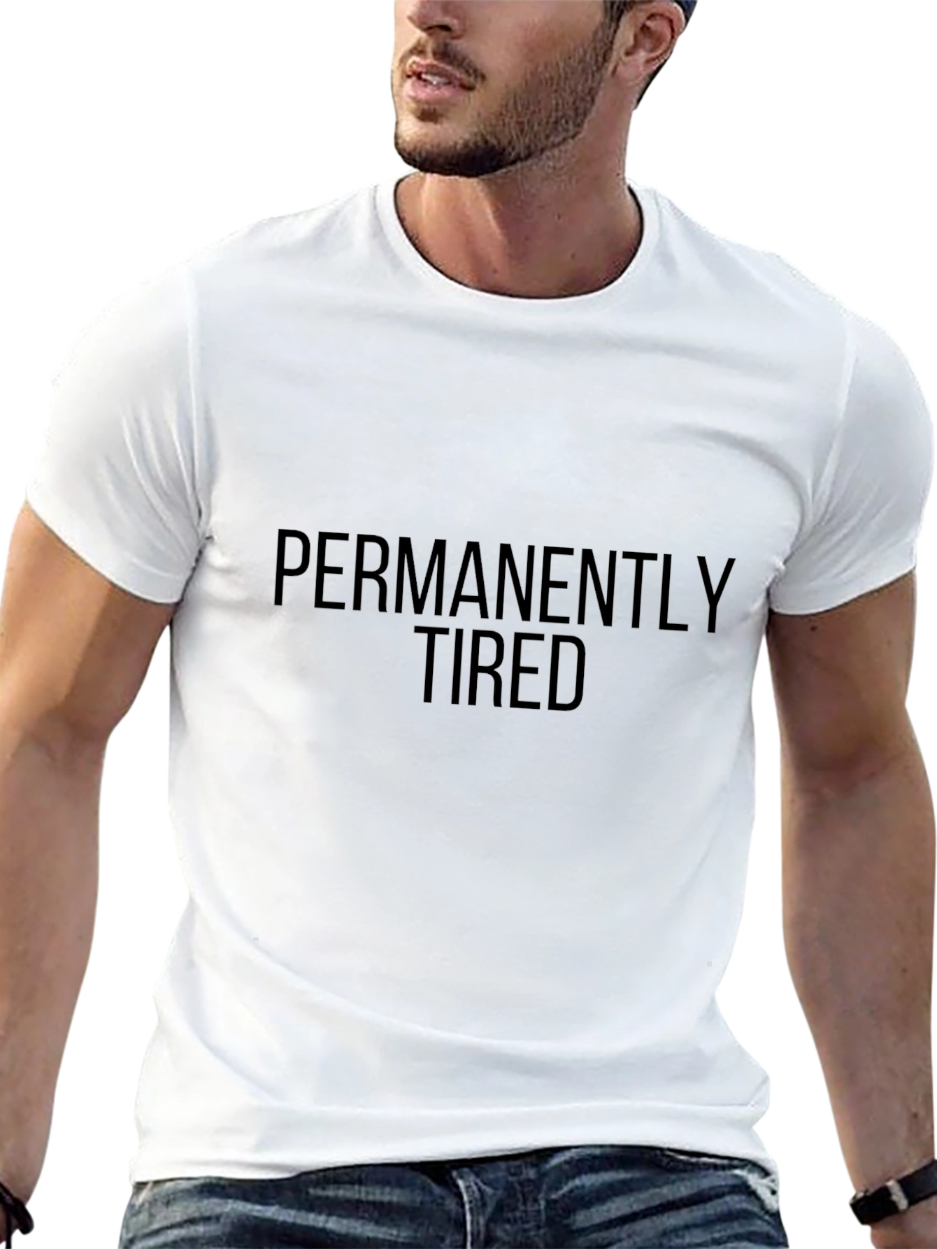 Permanently Tired Graphic T-Shirt - Black Crew Neck