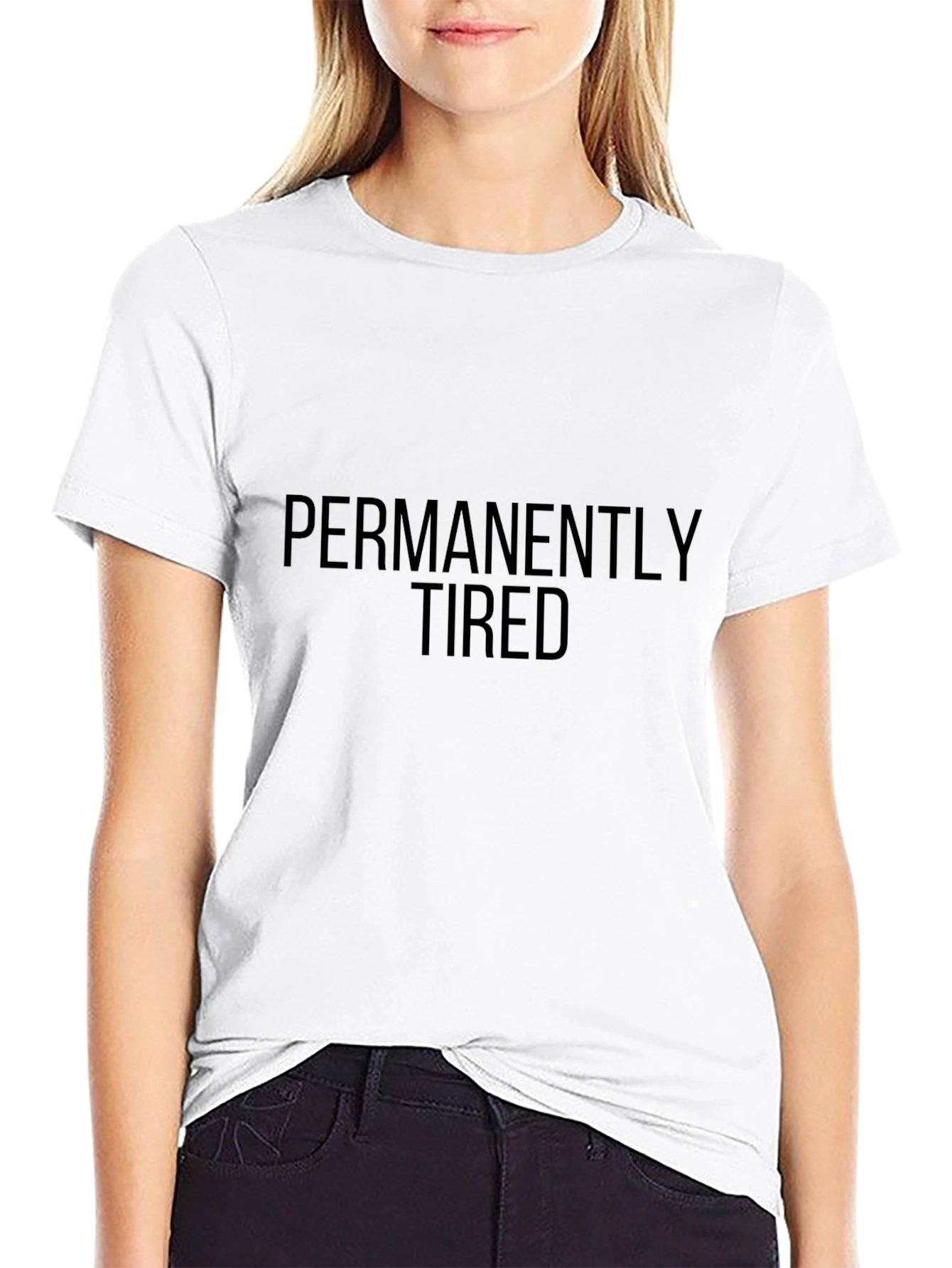 Permanently Tired Graphic T-Shirt - Black Crew Neck