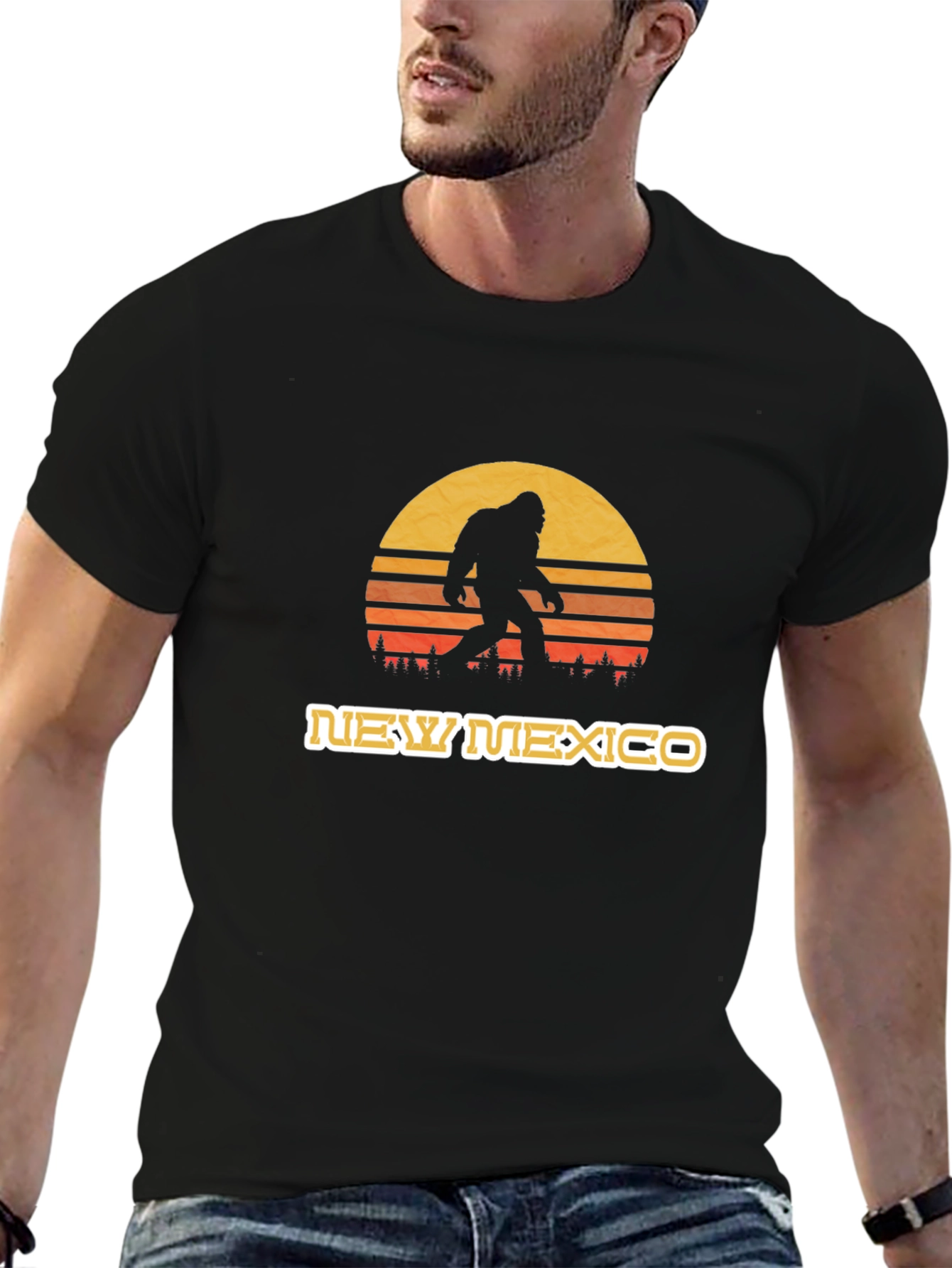 New Mexico Bigfoot Sunset T-Shirt - Black