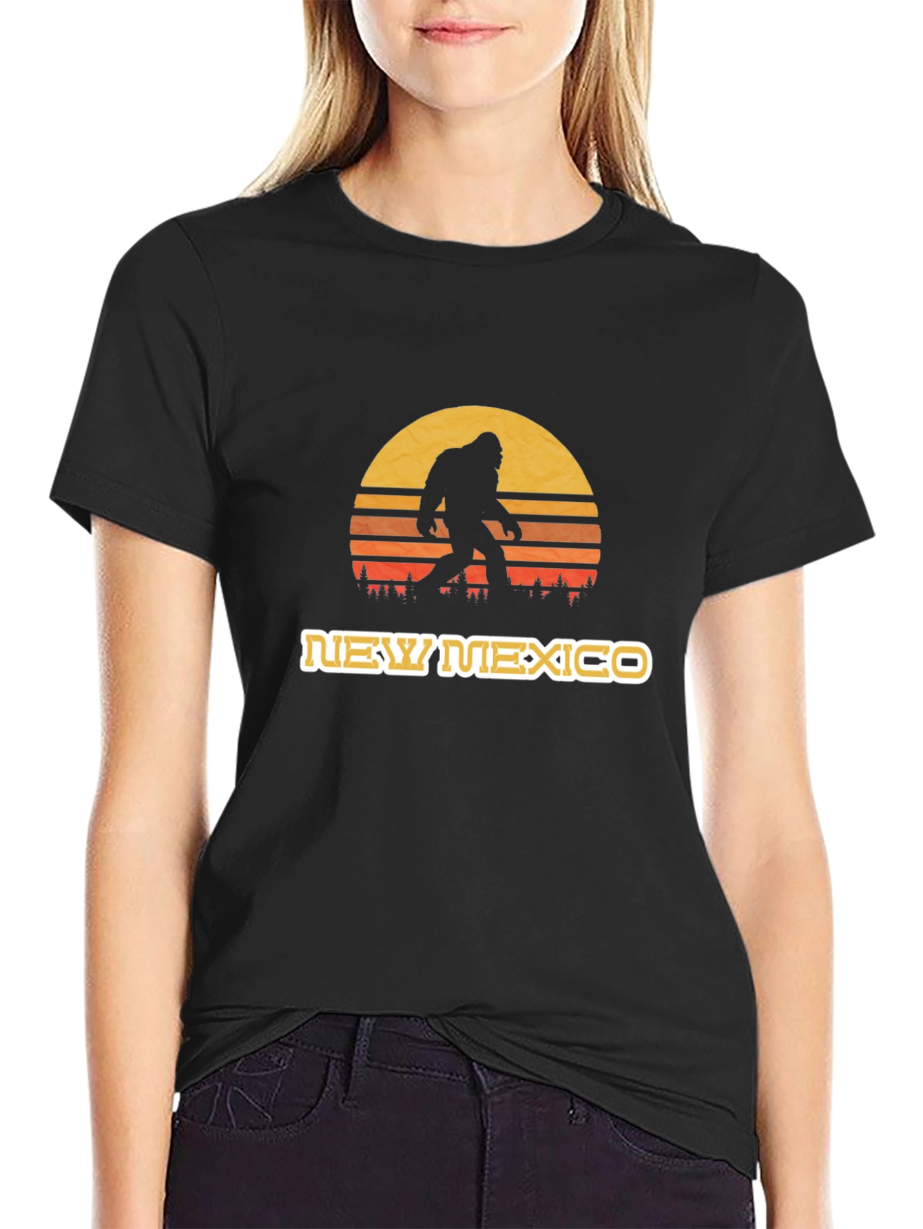 New Mexico Bigfoot Sunset T-Shirt - Black