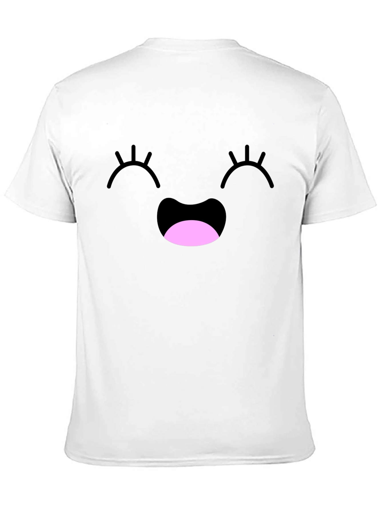 Happy Face Graphic Tee - Black Cotton Blend