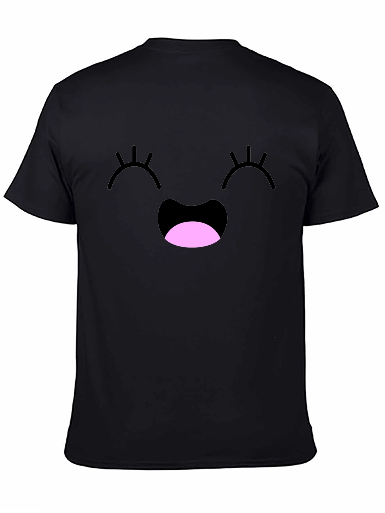 Happy Face Graphic Tee - Black Cotton Blend