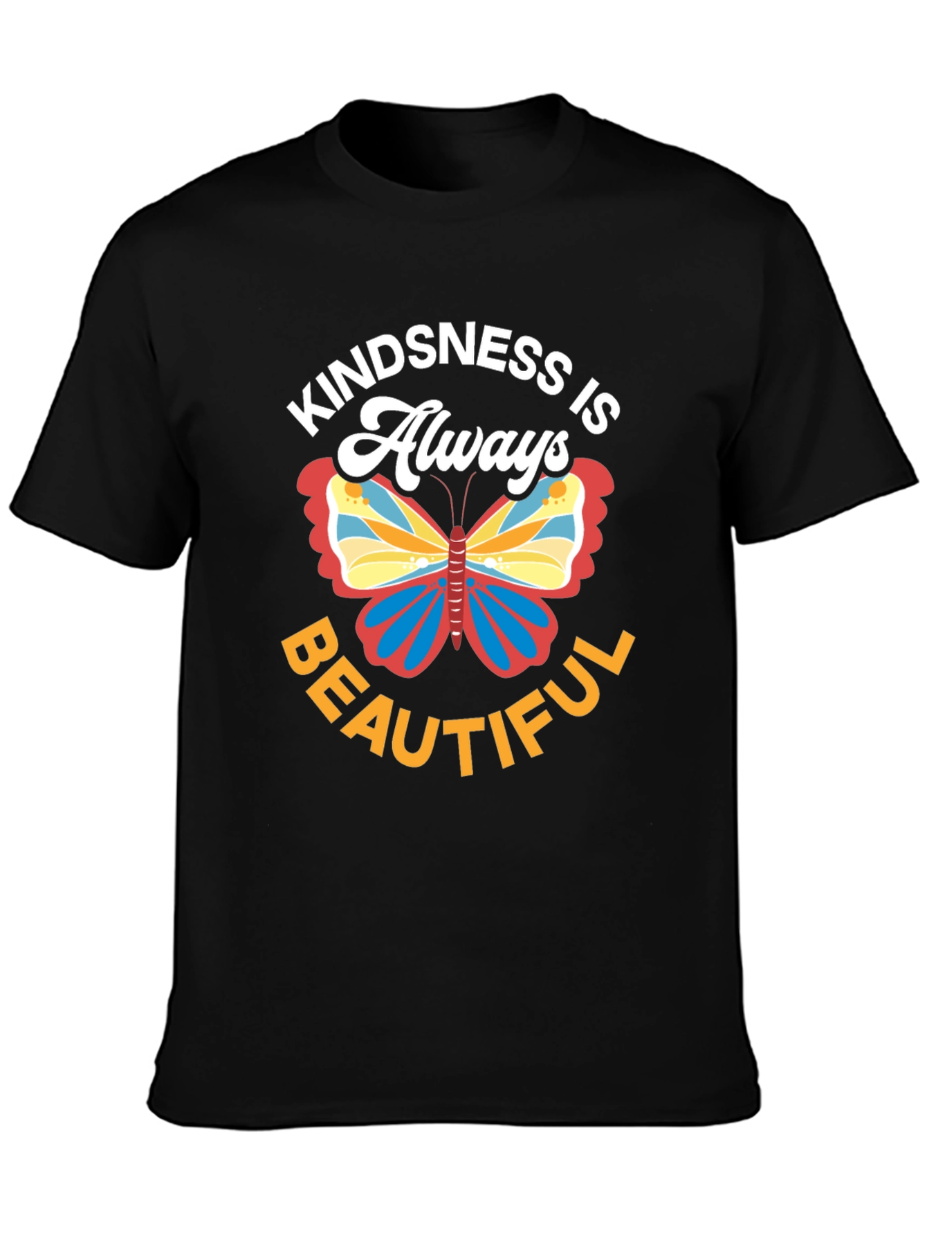 Kindness Butterfly Graphic Tee - Always Beautiful Black Shirt