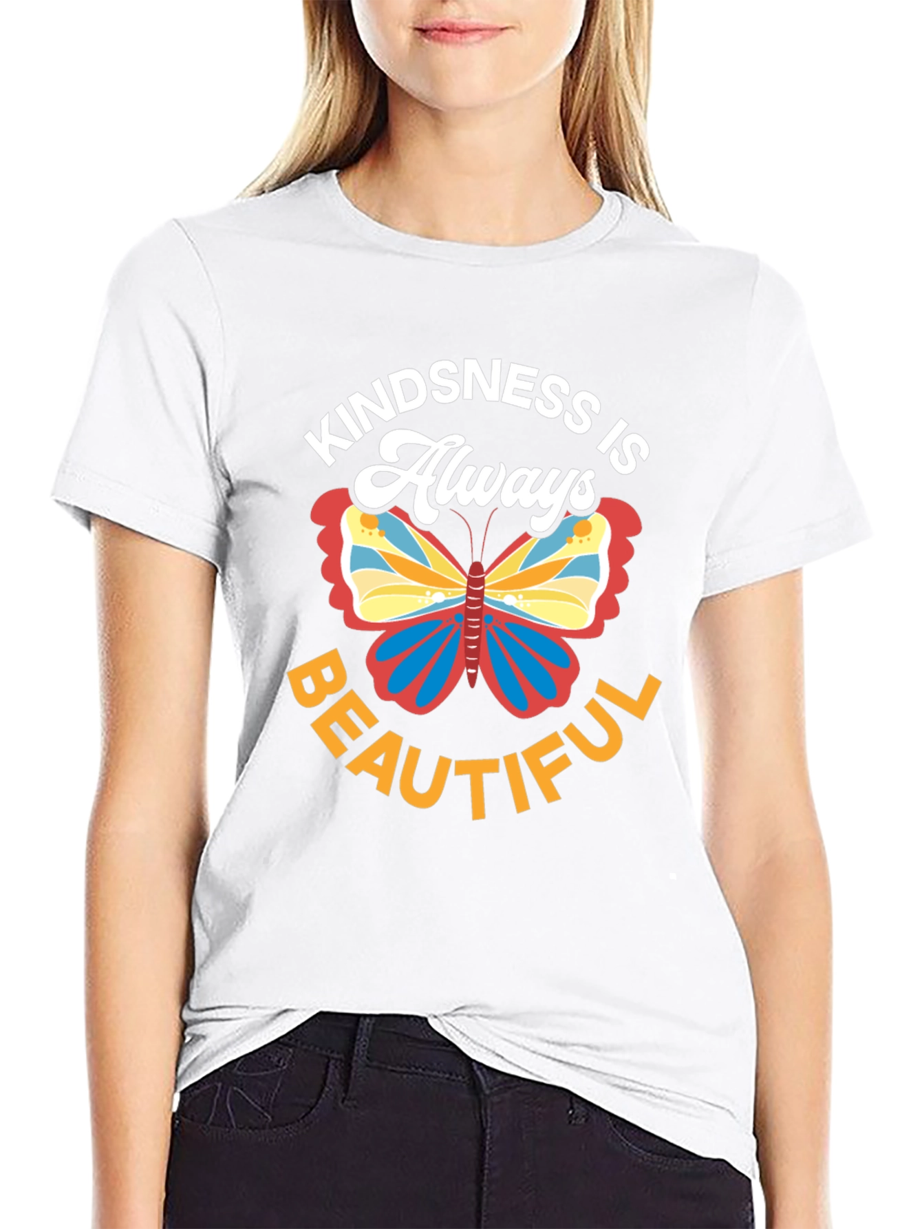 Kindness Butterfly Graphic Tee - Always Beautiful Black Shirt