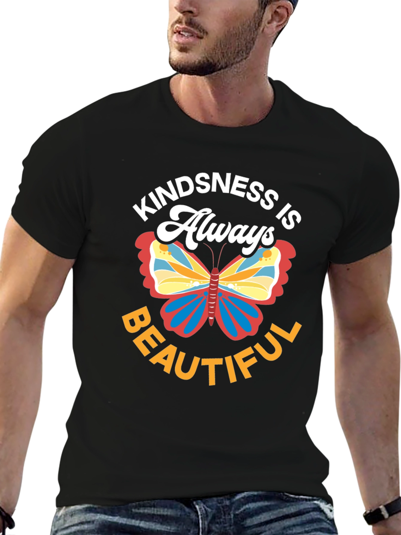 Kindness Butterfly Graphic Tee - Always Beautiful Black Shirt