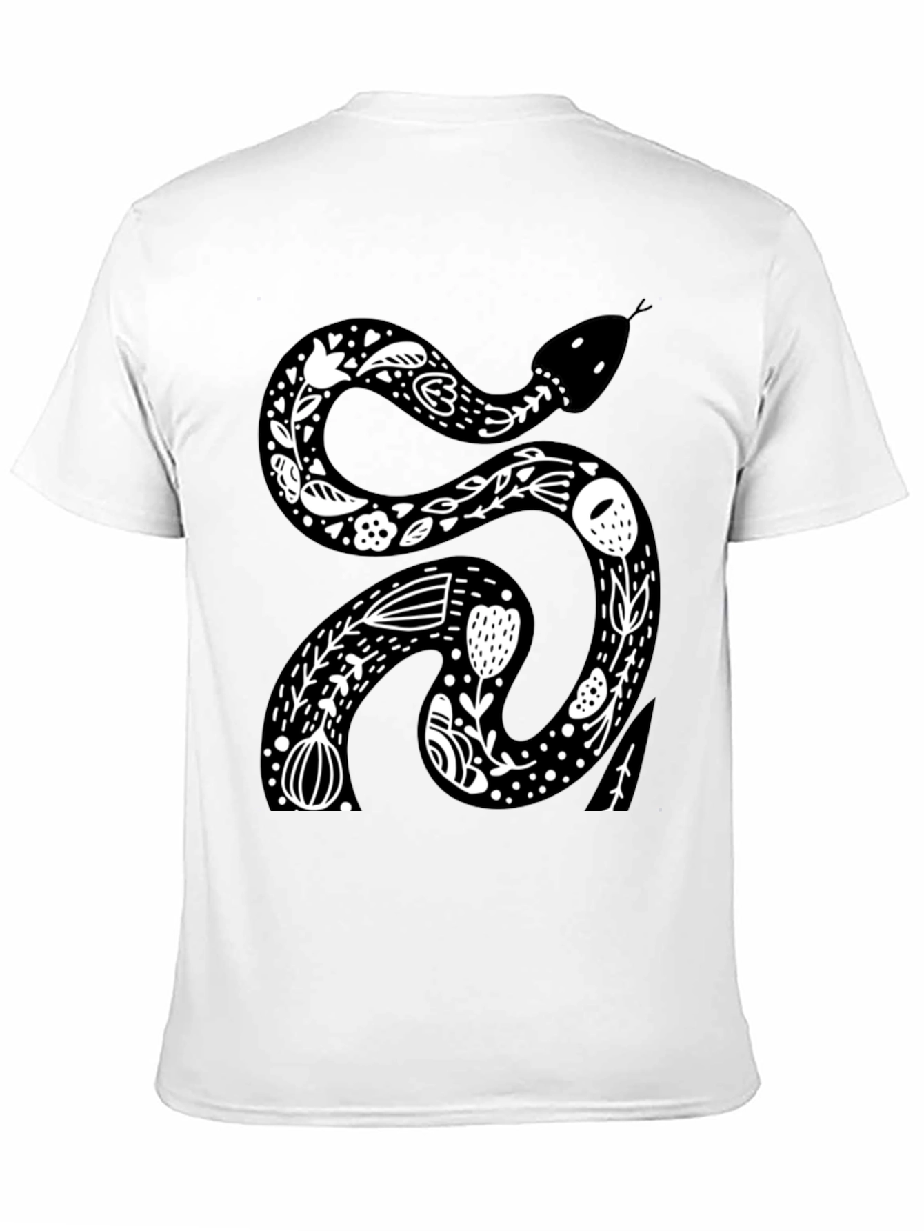 Floral Snake Graphic Tee - Black Cotton