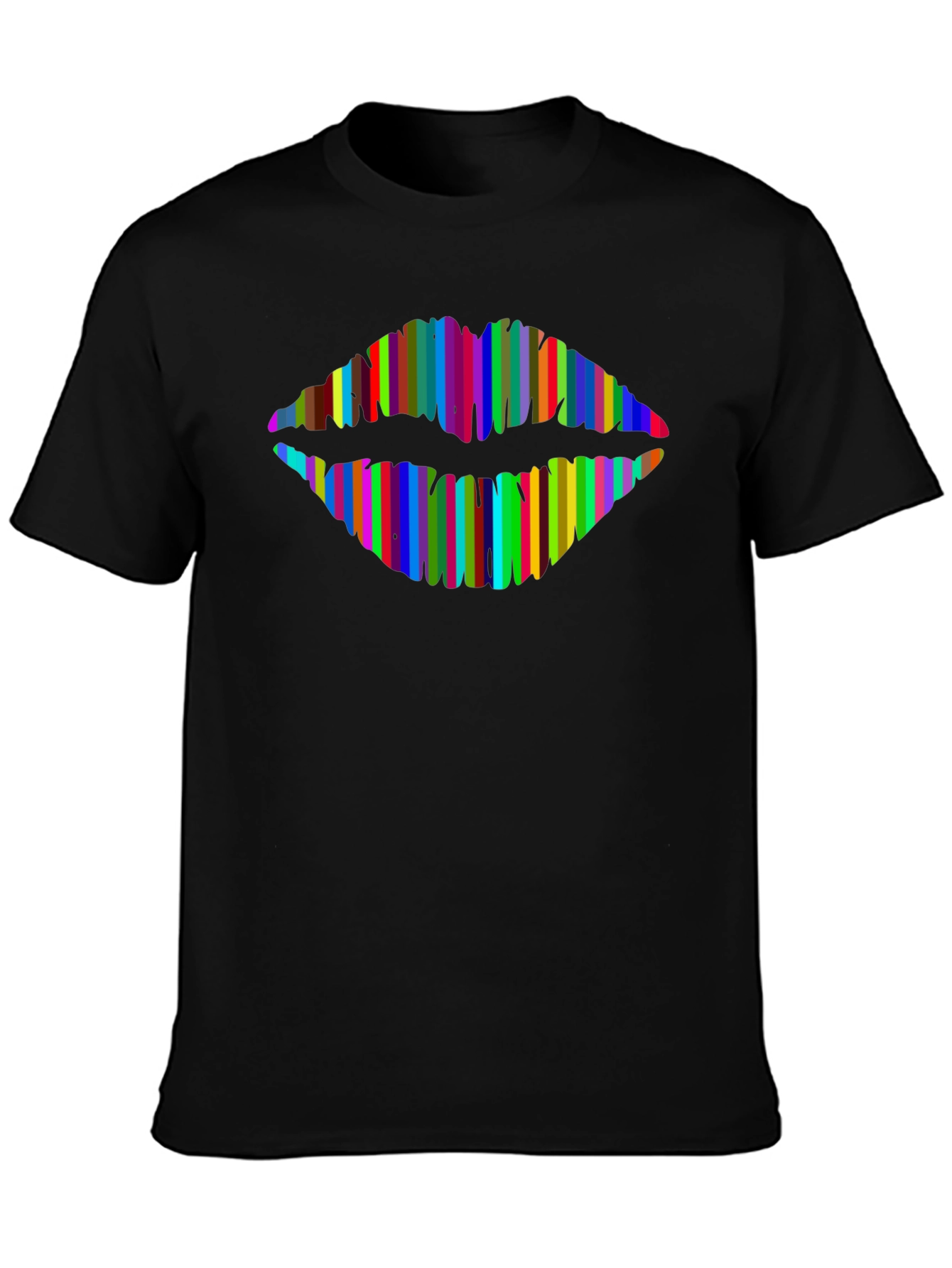 Rainbow Lips Graphic Tee - Mens Black T-Shirt