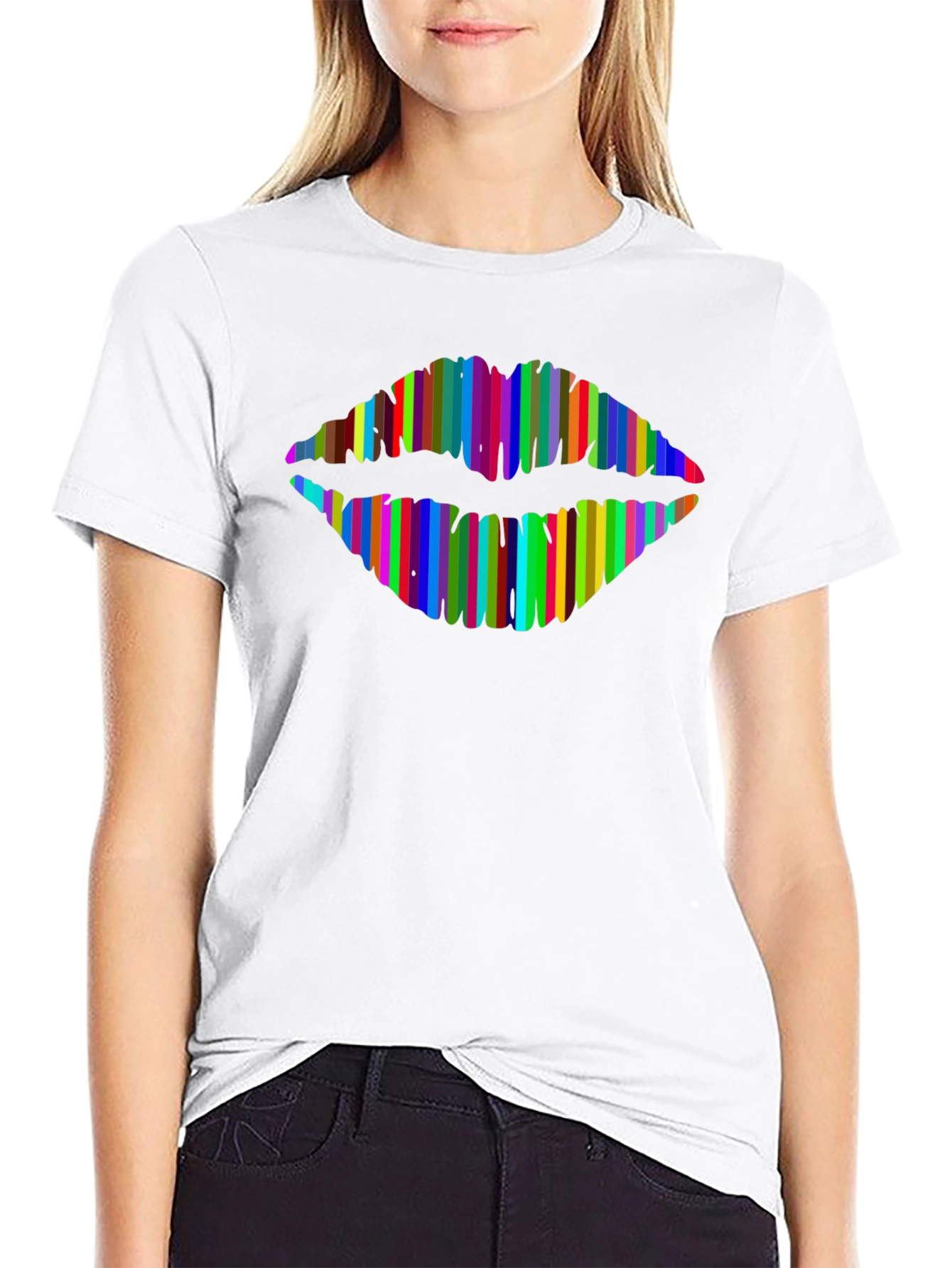 Rainbow Lips Graphic Tee - Mens Black T-Shirt