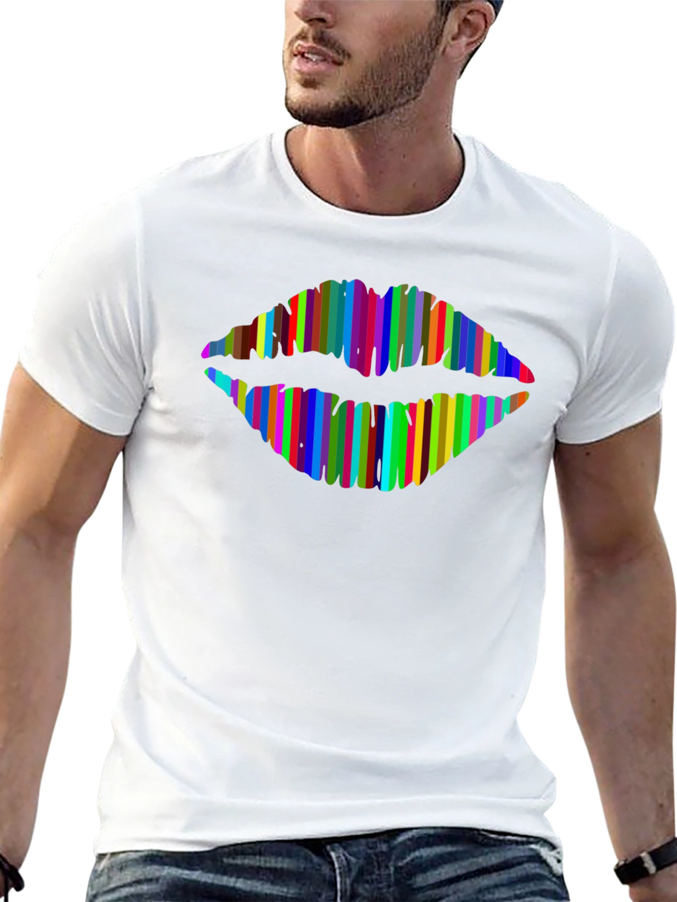 Rainbow Lips Graphic Tee - Mens Black T-Shirt