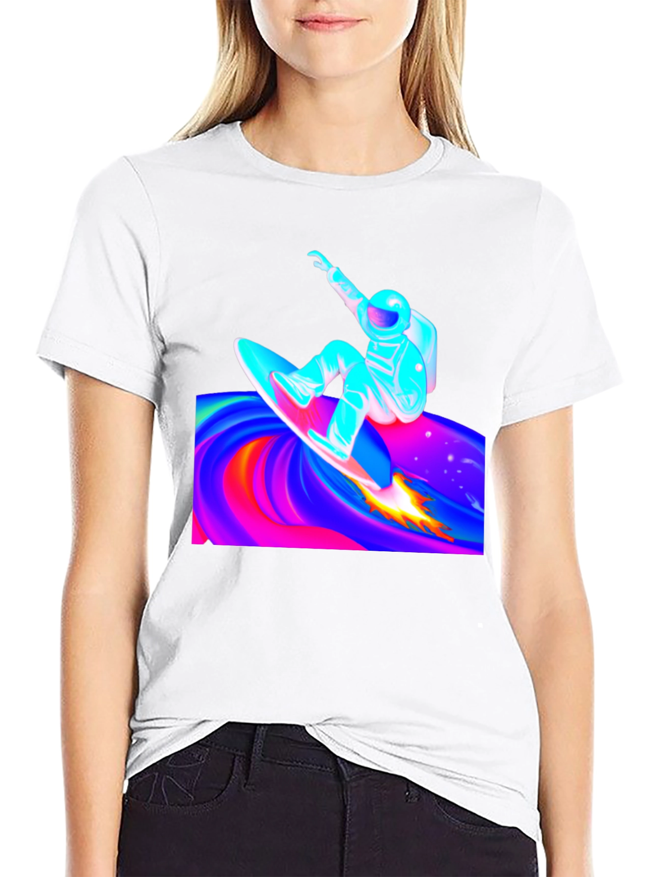 Astronaut Surfer Black T-Shirt