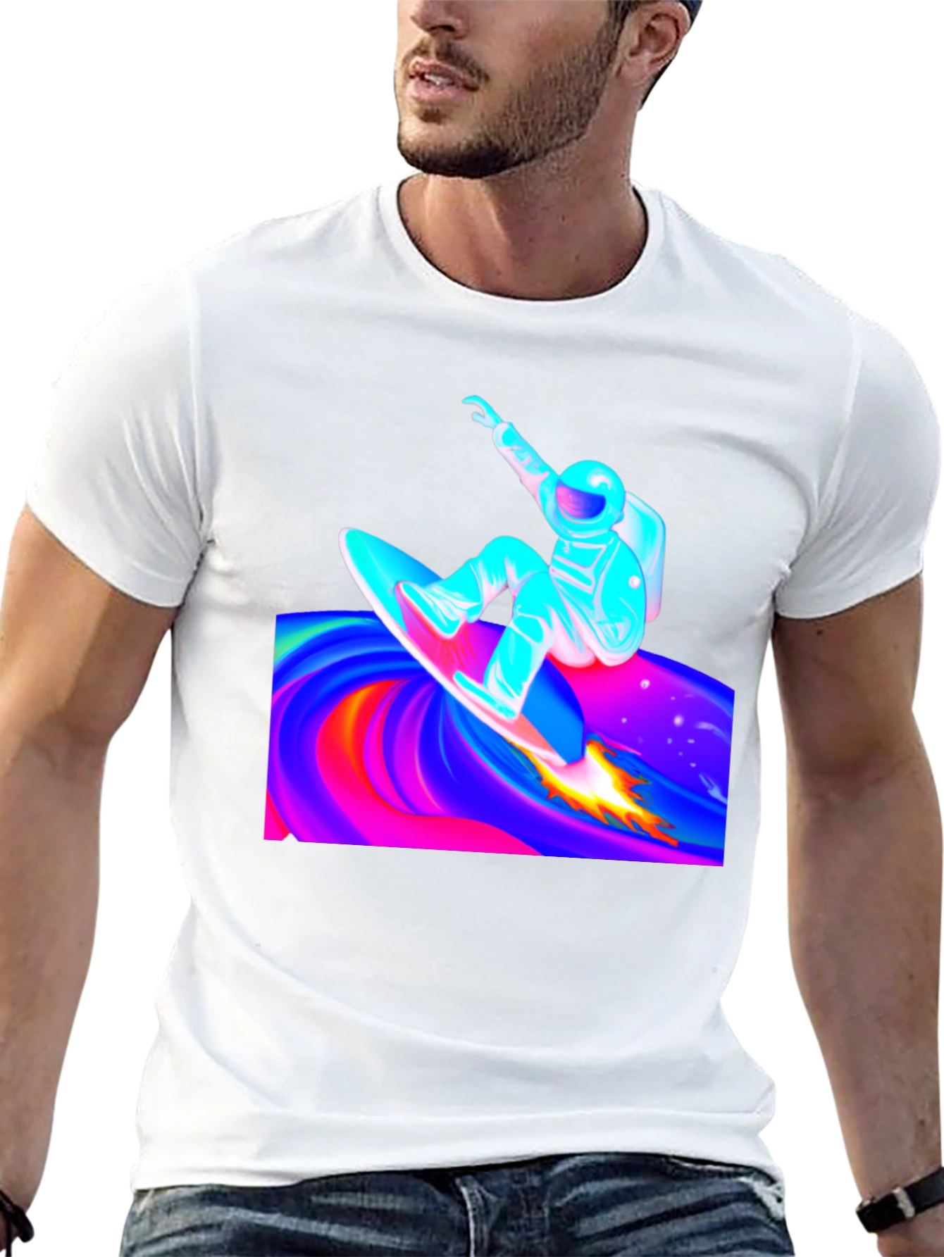 Astronaut Surfer Black T-Shirt