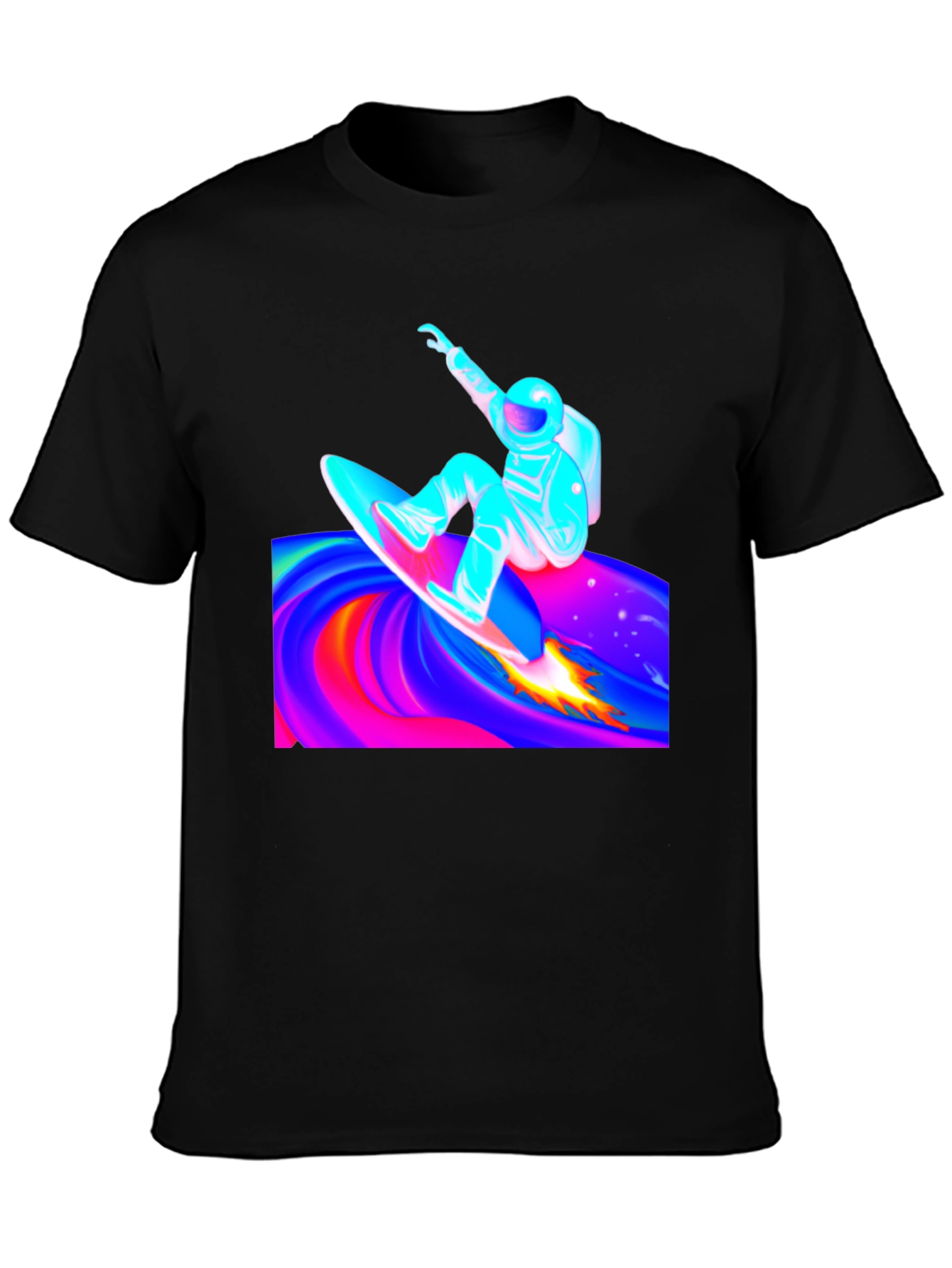 Astronaut Surfer Black T-Shirt