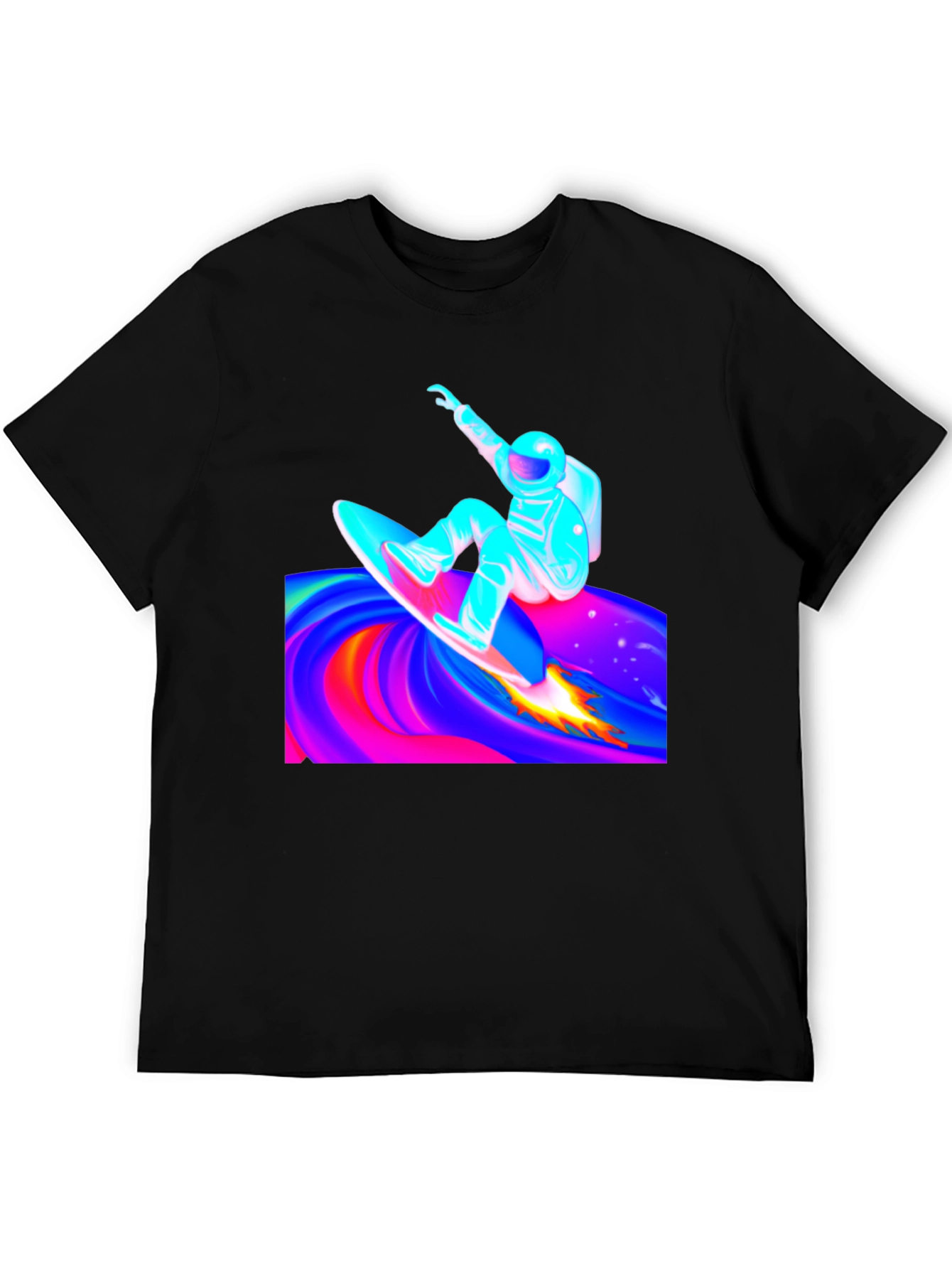 Astronaut Surfer Black T-Shirt