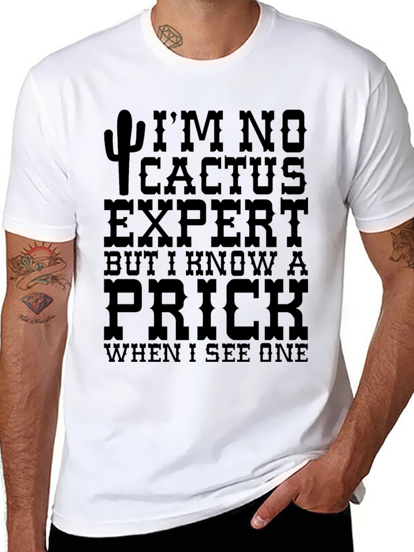 Funny Cactus Prick T-Shirt - Black
