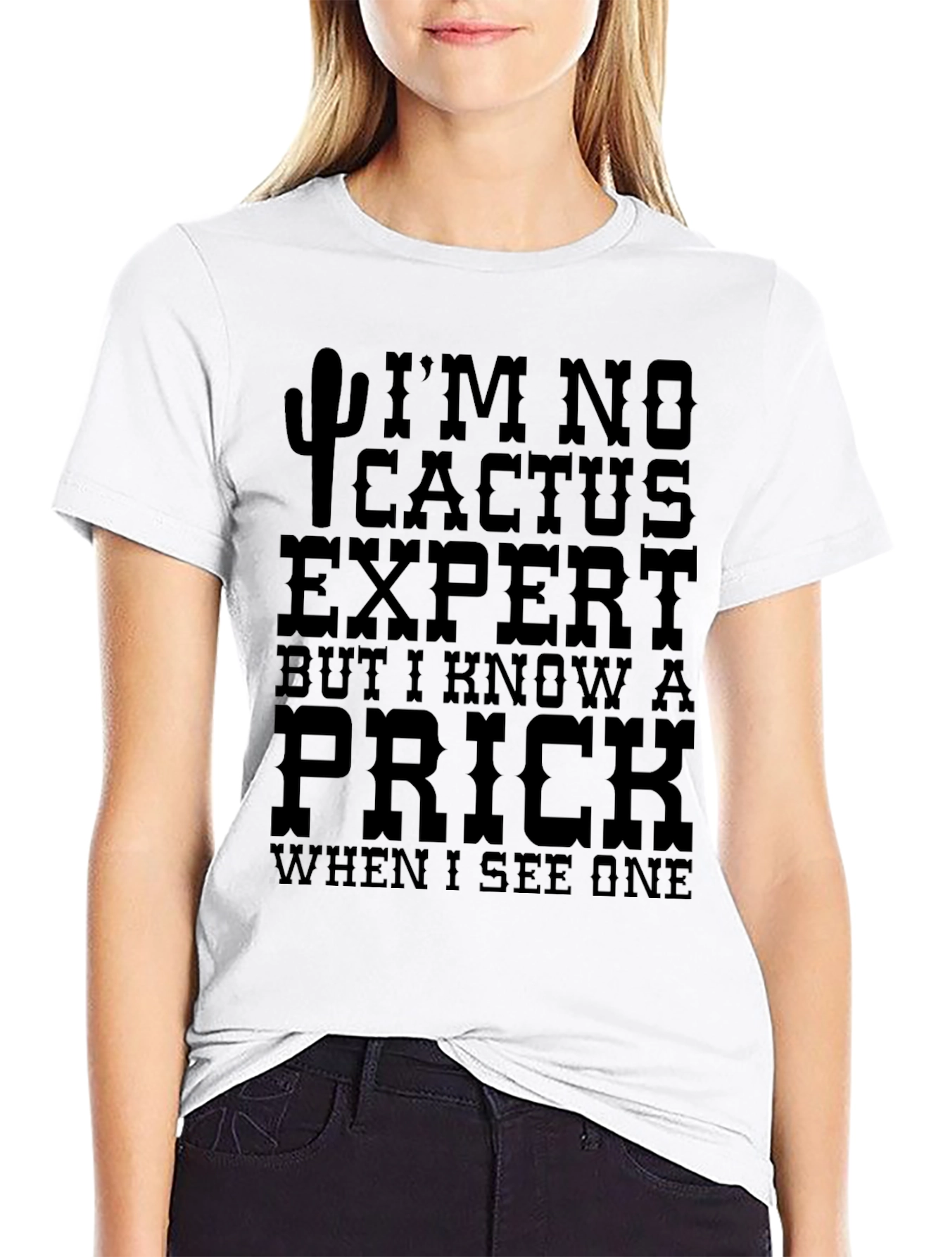Funny Cactus Prick T-Shirt - Black