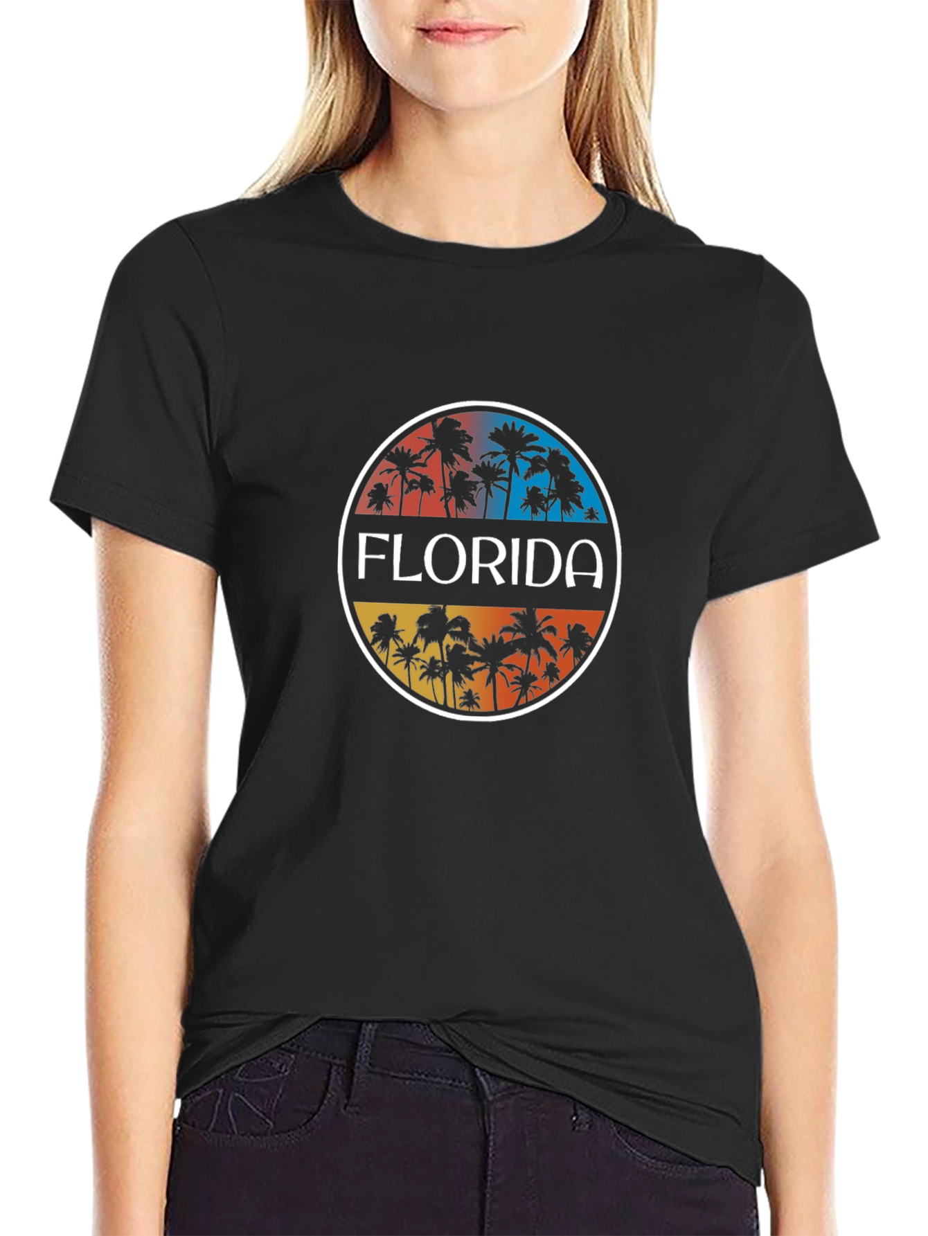Florida Palm Tree Graphic Tee - Black
