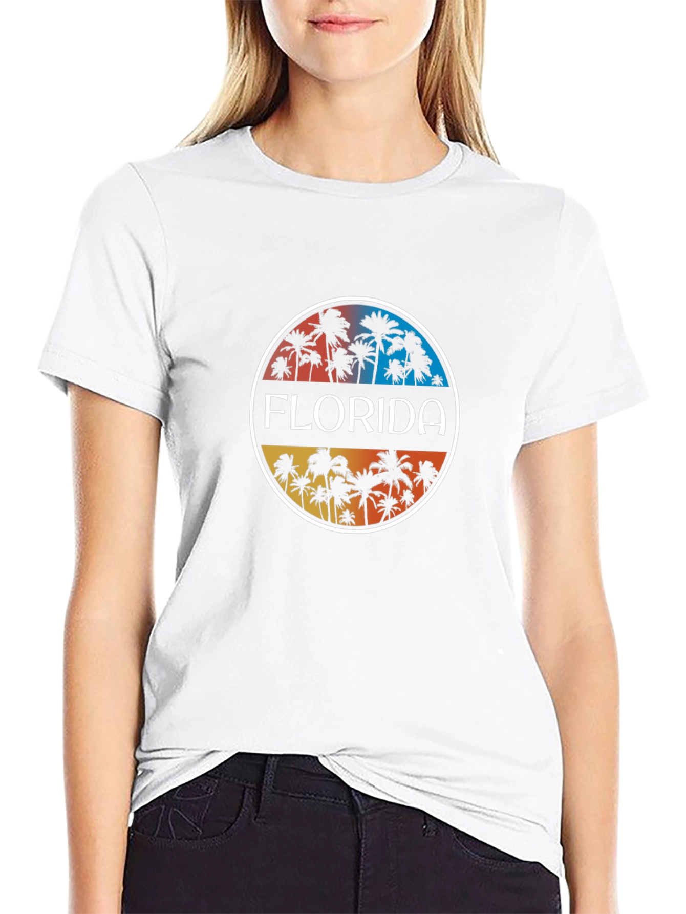 Florida Palm Tree Graphic Tee - Black