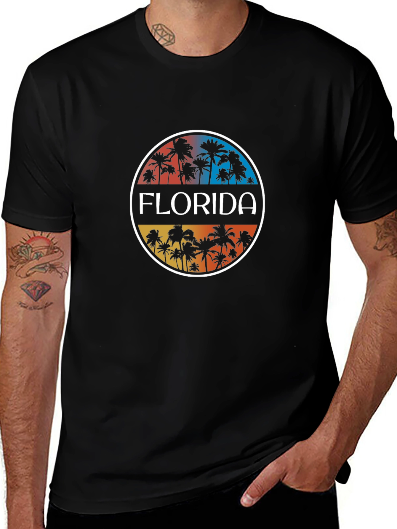 Florida Palm Tree Graphic Tee - Black