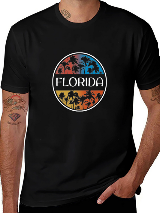 Florida Palm Tree Graphic Tee - Black