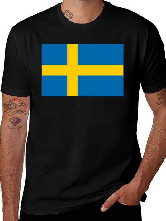 Swedish Flag T-Shirt - Black Crew Neck Tee