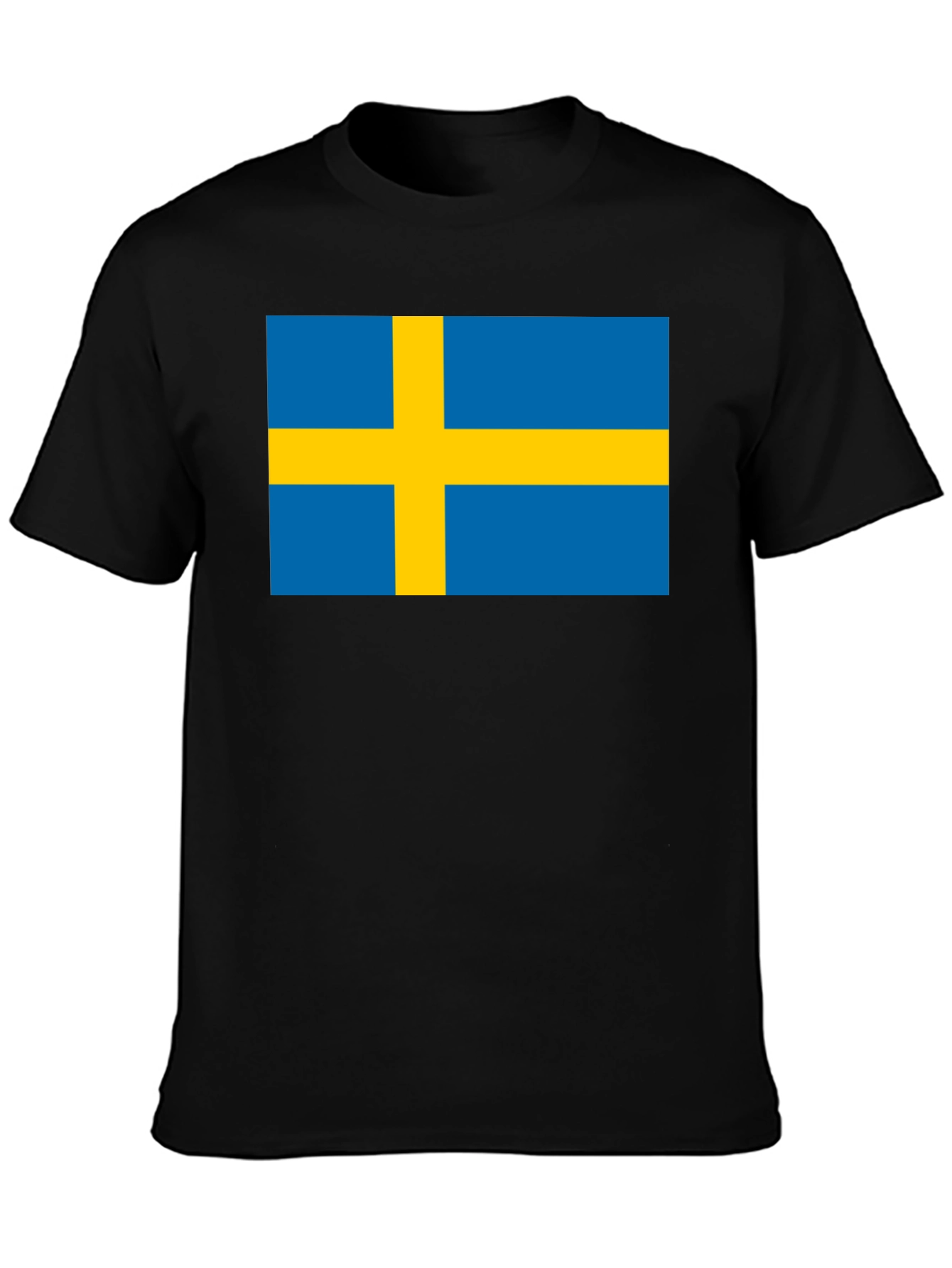 Swedish Flag T-Shirt - Black Crew Neck Tee