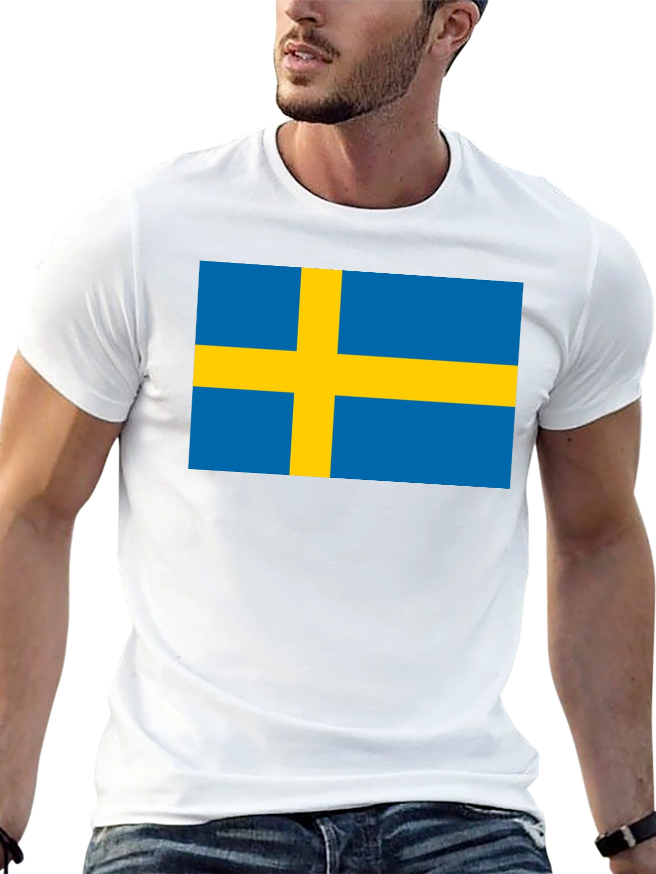 Swedish Flag T-Shirt - Black Crew Neck Tee