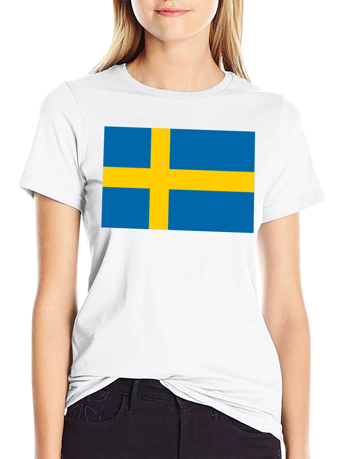 Swedish Flag T-Shirt - Black Crew Neck Tee