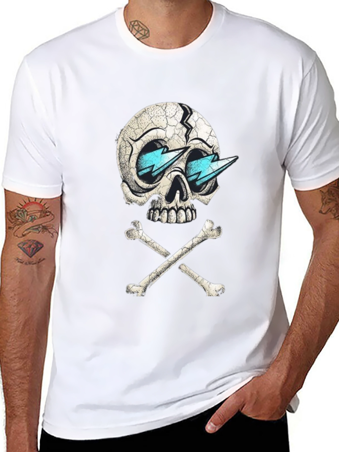 Skull & Crossbones Lightning Bolt Sunglasses Graphic Tee
