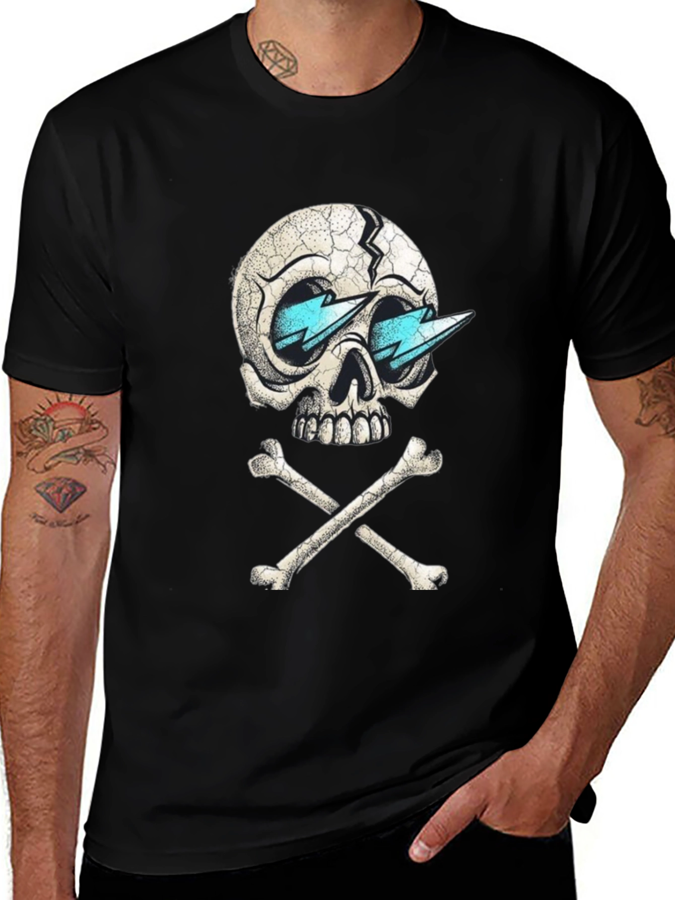 Skull & Crossbones Lightning Bolt Sunglasses Graphic Tee