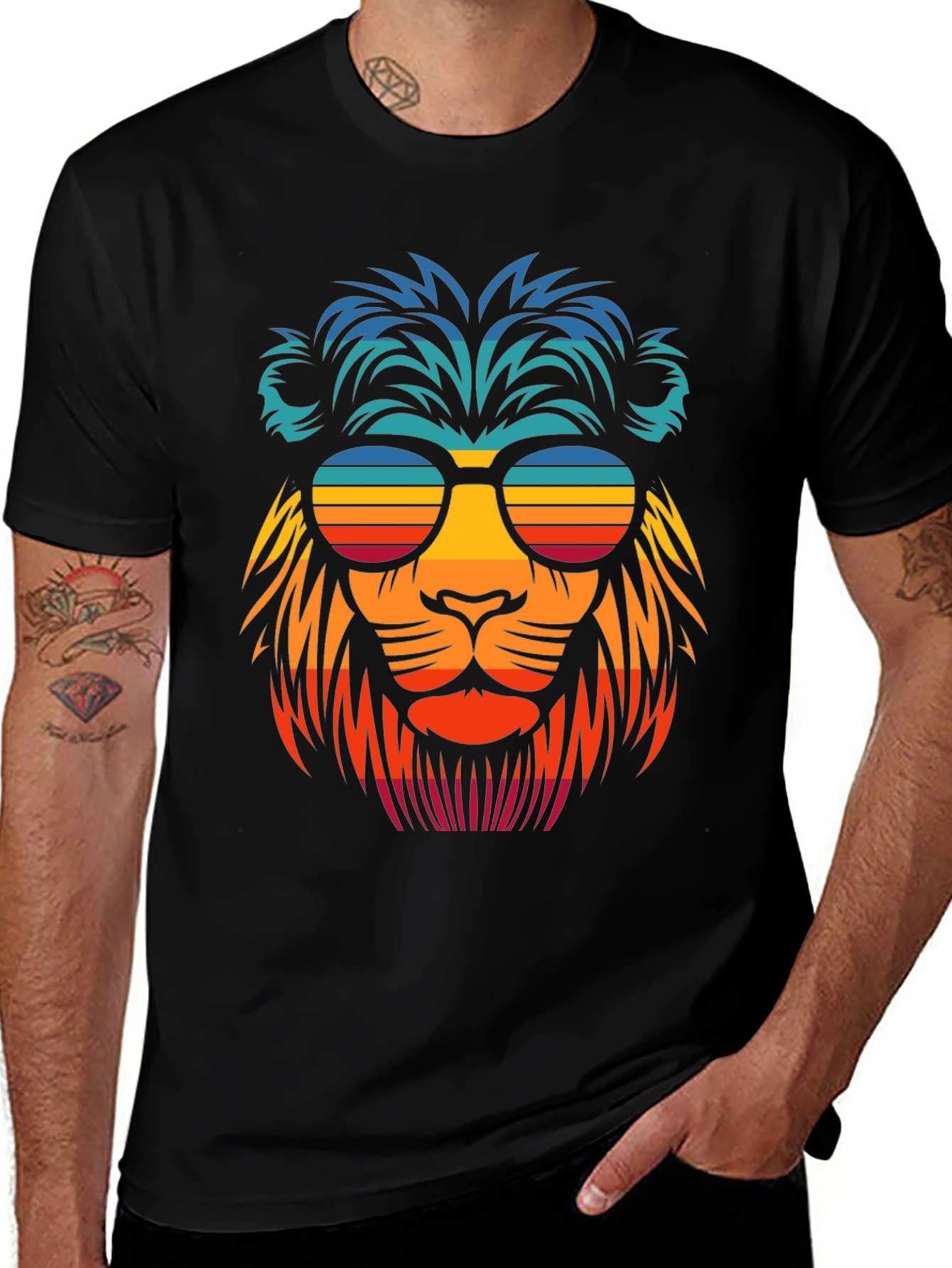 Cool Lion Retro Sunglasses Graphic Tee