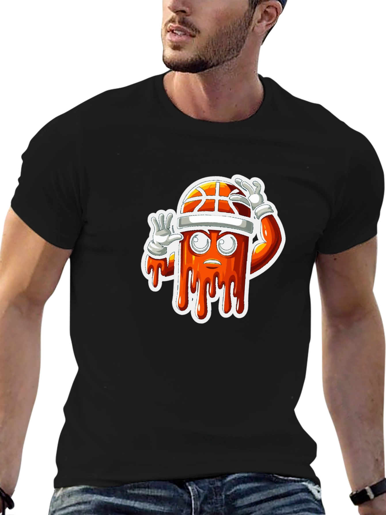 Basketball Character Black T-Shirt