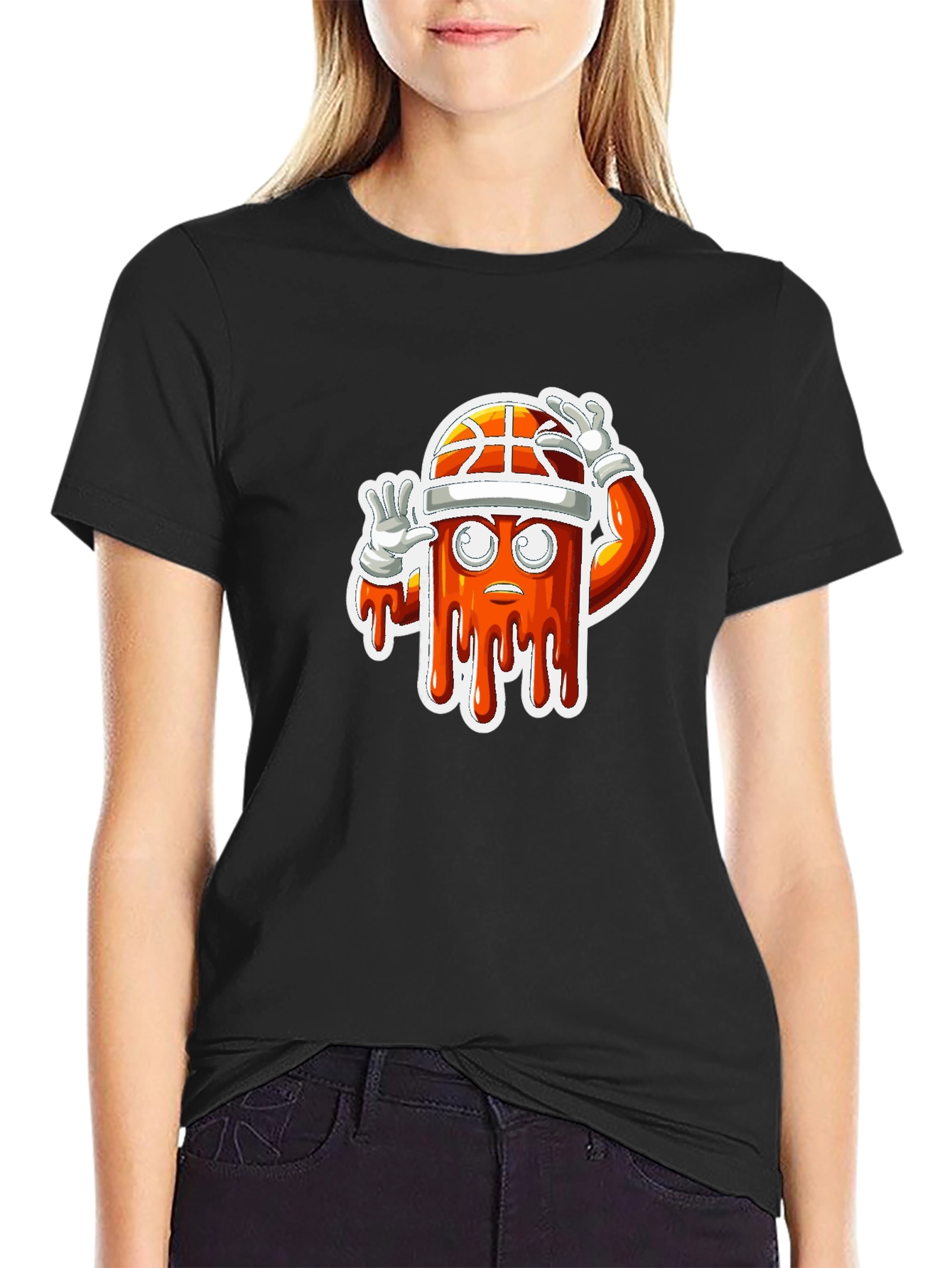Basketball Character Black T-Shirt