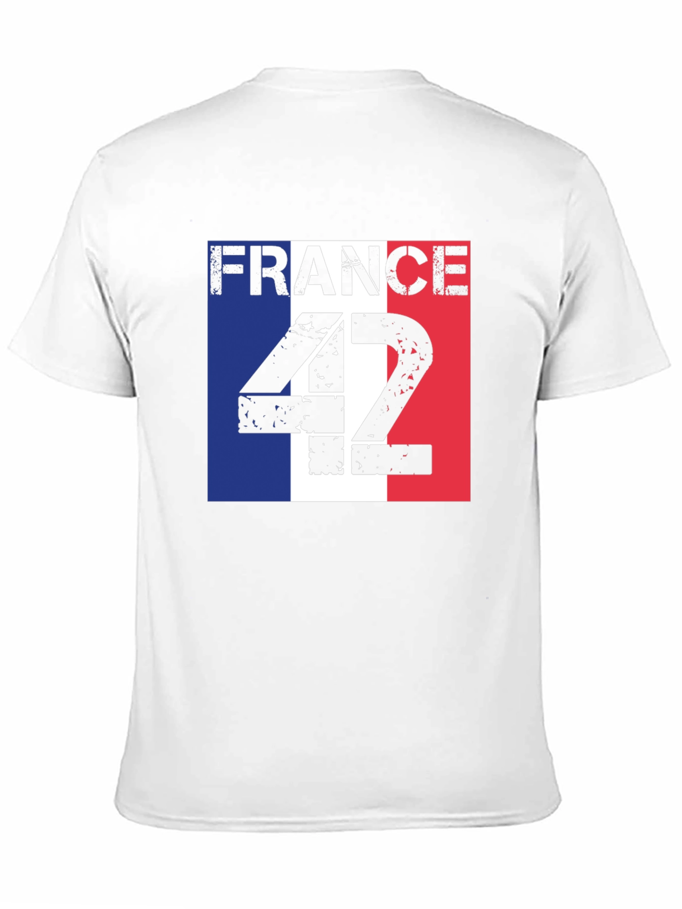France Flag T-Shirt - Distressed Number 42 Design