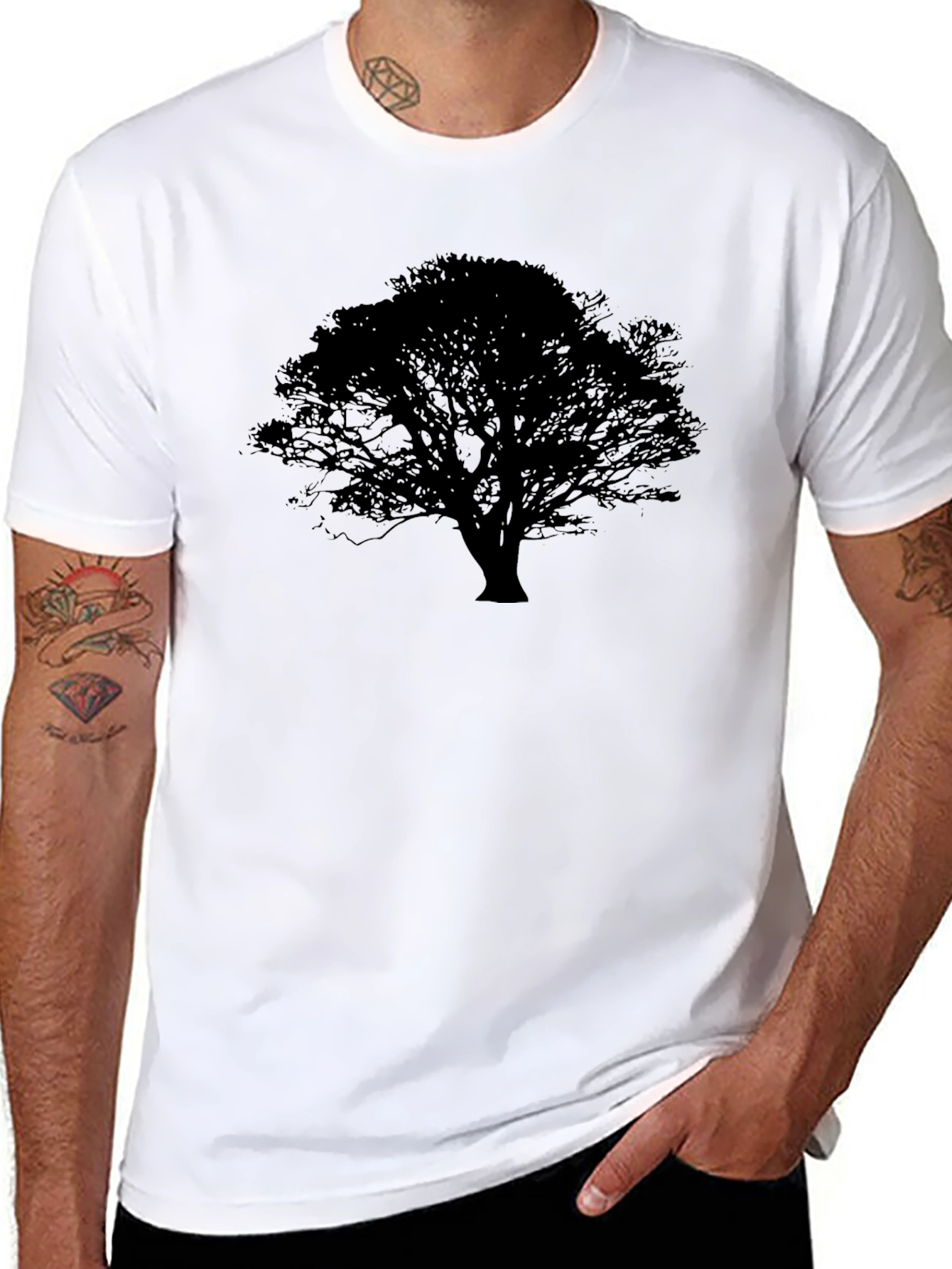 Mens Black Tree Graphic T-Shirt